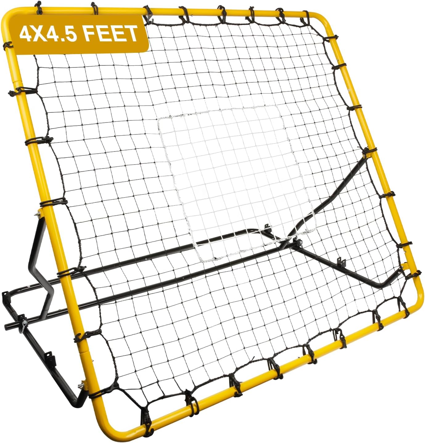 Baseball Rebounder Net, 4x4.5FT Bounce Back Net Fielding Trainer w/ 3 Adjustable Angles for Baseball and Softball Pitch Back Rebound Practice, UV & Weather Resistant Easy-Fold Design