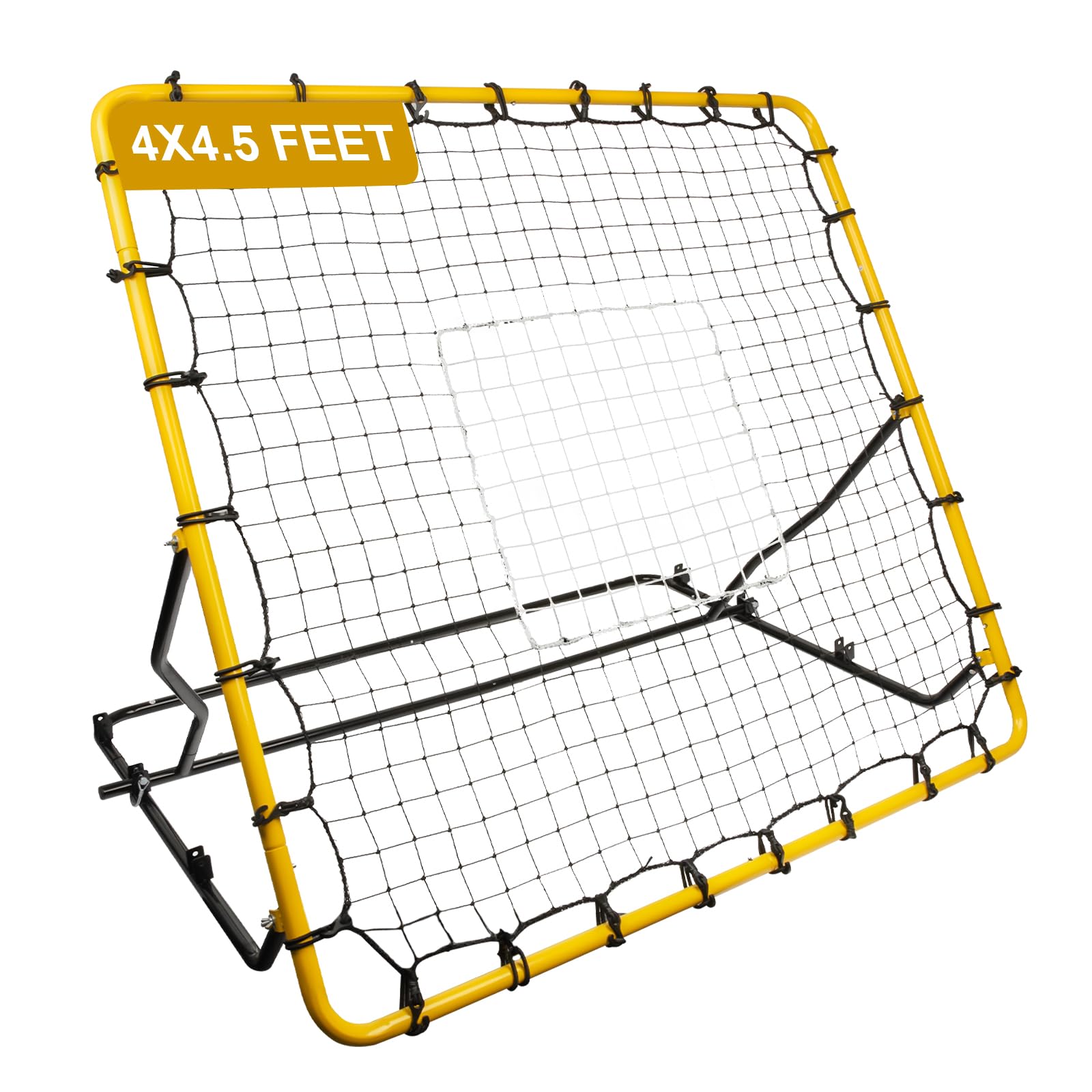 Baseball Rebounder Net, 4x4.5FT Bounce Back Net Fielding Trainer w/ 3 Adjustable Angles for Baseball and Softball Pitch Back Rebound Practice, UV &