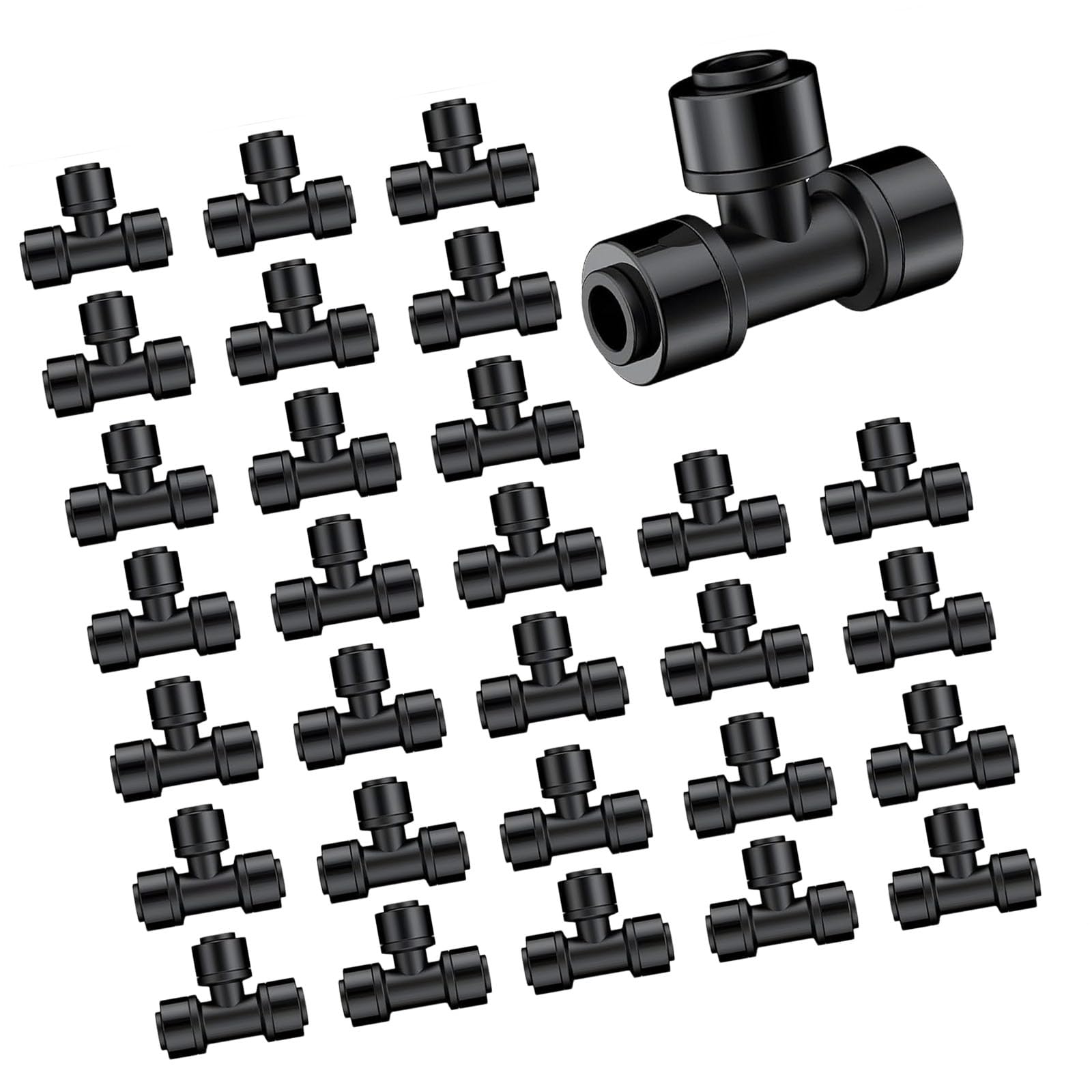 30Pcs Leakproof T Branch Connectors Suitable for 1/4 Inch Irrigation Tubing & Sprinklers Gardening Water Distribution Drops Irrigation T Joint