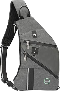 Vanlison Nylon Crossbody Sling Bag Backpack Chest Shoulder Bag for Men Women (C-Light Gray)