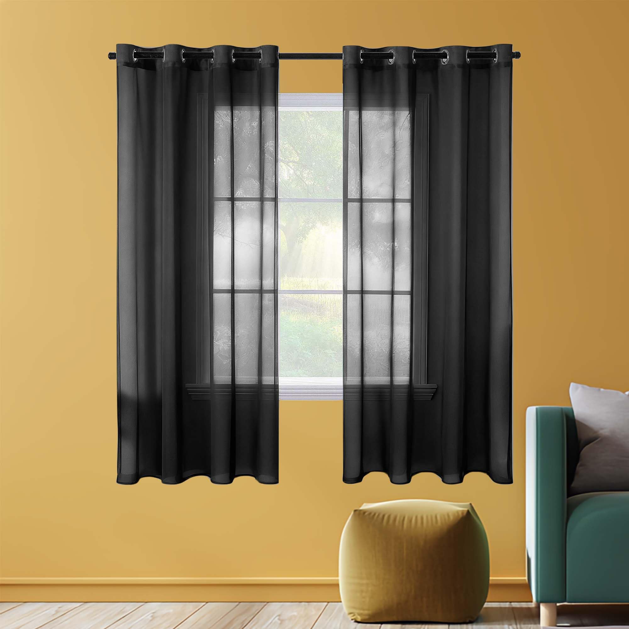 Voilages intérieurs noirs transparents 400 x 295 cm grande largeur