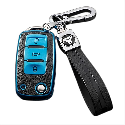 Vlmazlm Compatible con Volkswagen Tiguan Sagitar Lavida Passat Bora - Carcasa de TPU suave aplicable a Trek Santana funda para llaves de coche (azul)