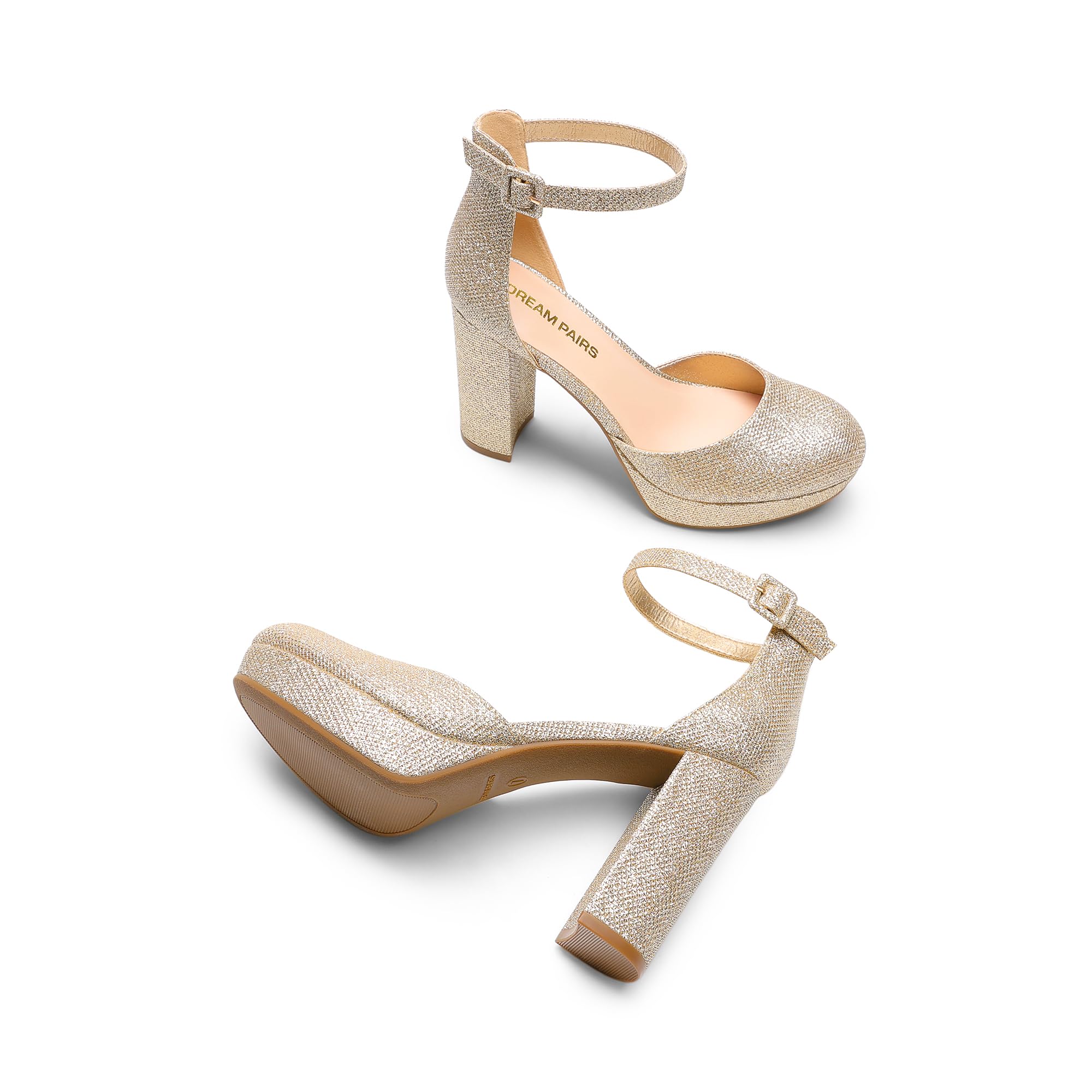 DREAM PAIRS Escarpins Femme Plateforme Talon Bloc Haut Mary Jane Style Chic Mode Soirée Mariage Bureau
