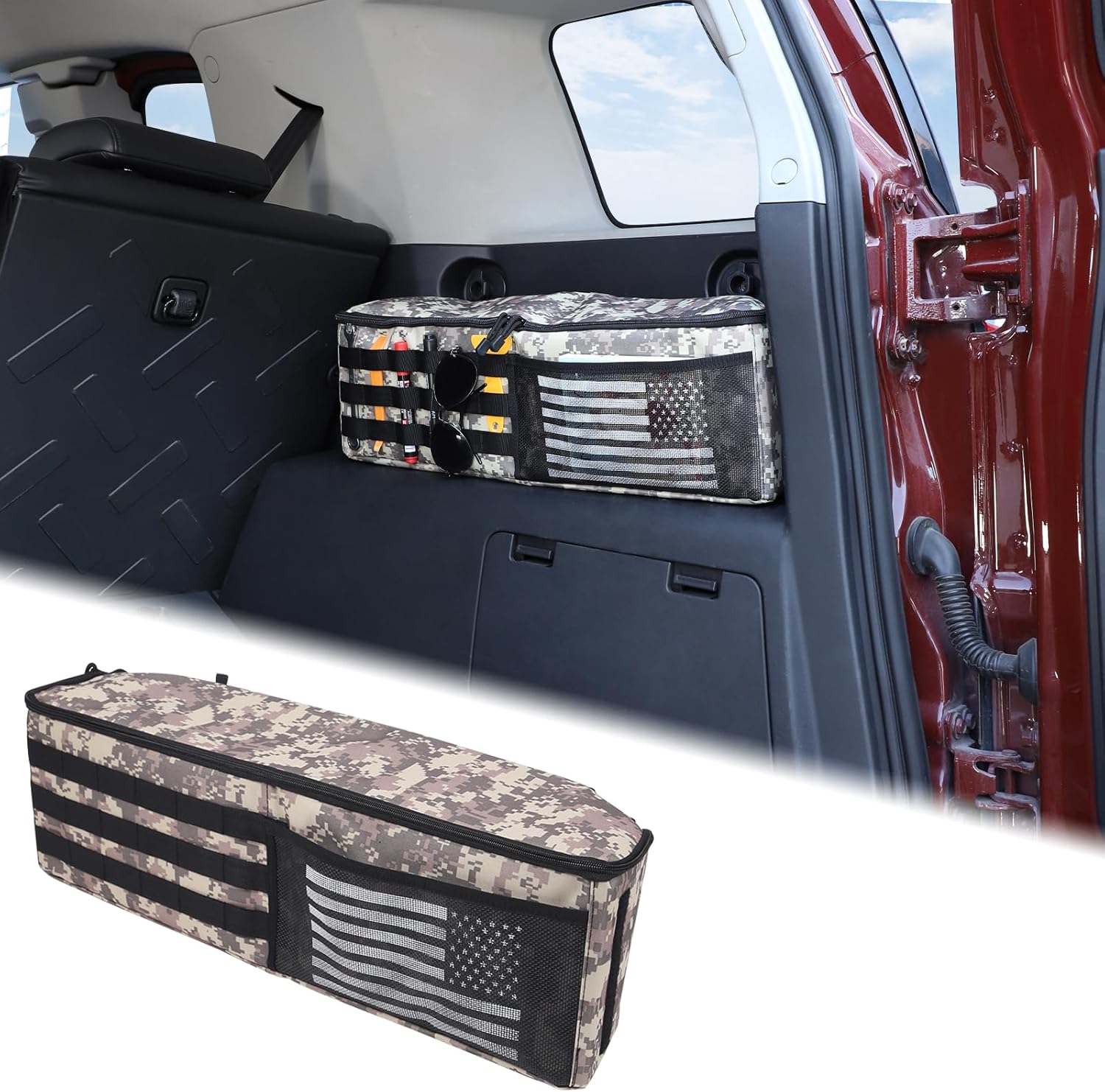 Aunginsy Car Trunk Organizer Compatible with Toyota FJ Cruiser 2007-2021+, 2PCS Left & Right Side Trunk Storage Bags Backseat Hanging Storage Multi-Compartment Oxford Cloth Space Saving Accessories