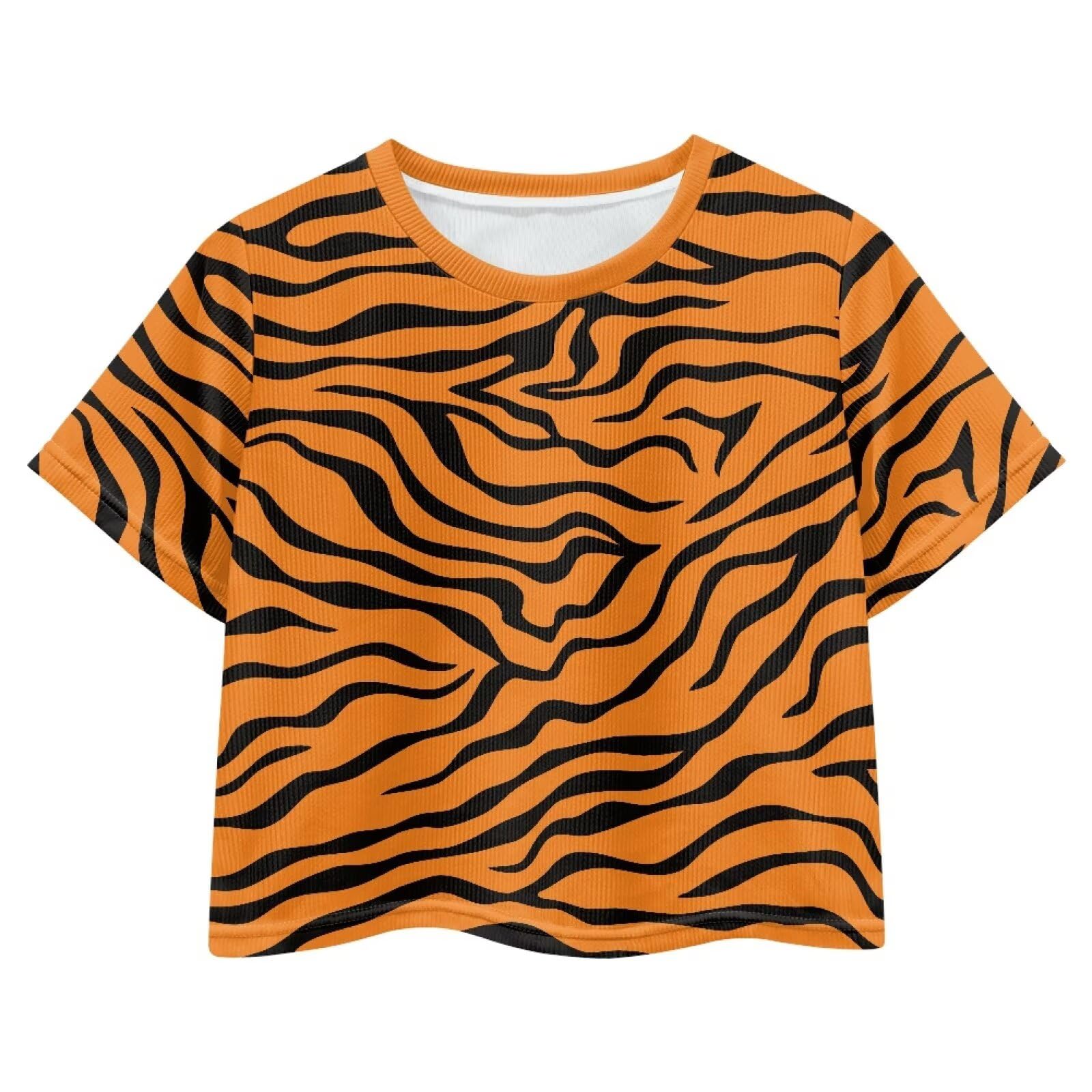 Cute Crop Tops for Girls Short Sleeve Summer T Shirts Fashion Graphic Tees Crew Neck Pullover Tee 5-14 Years
