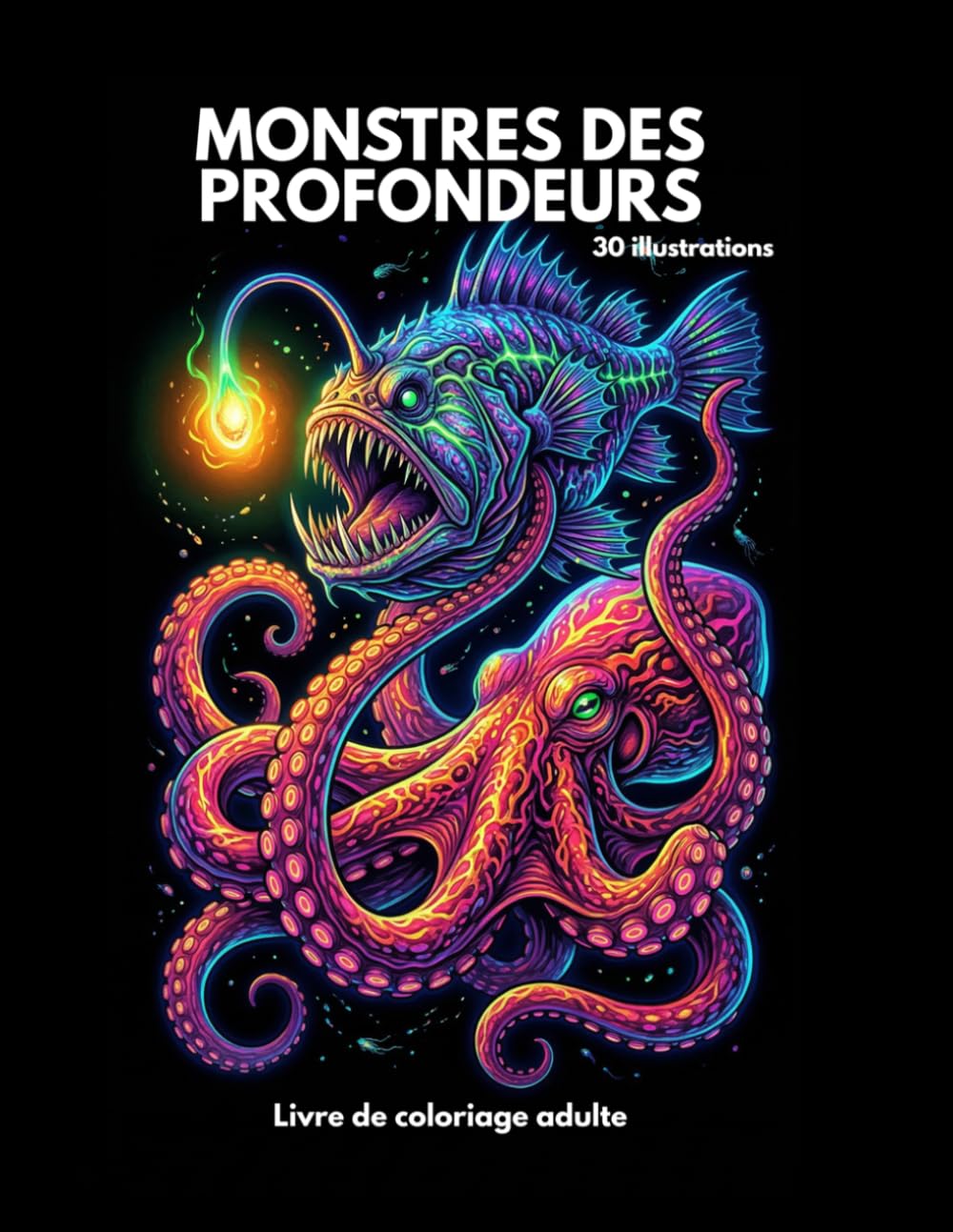 Monstres des Profondeurs: Livre de Coloriage Adulte — 30 Illustrations Originales des Fonds Marins