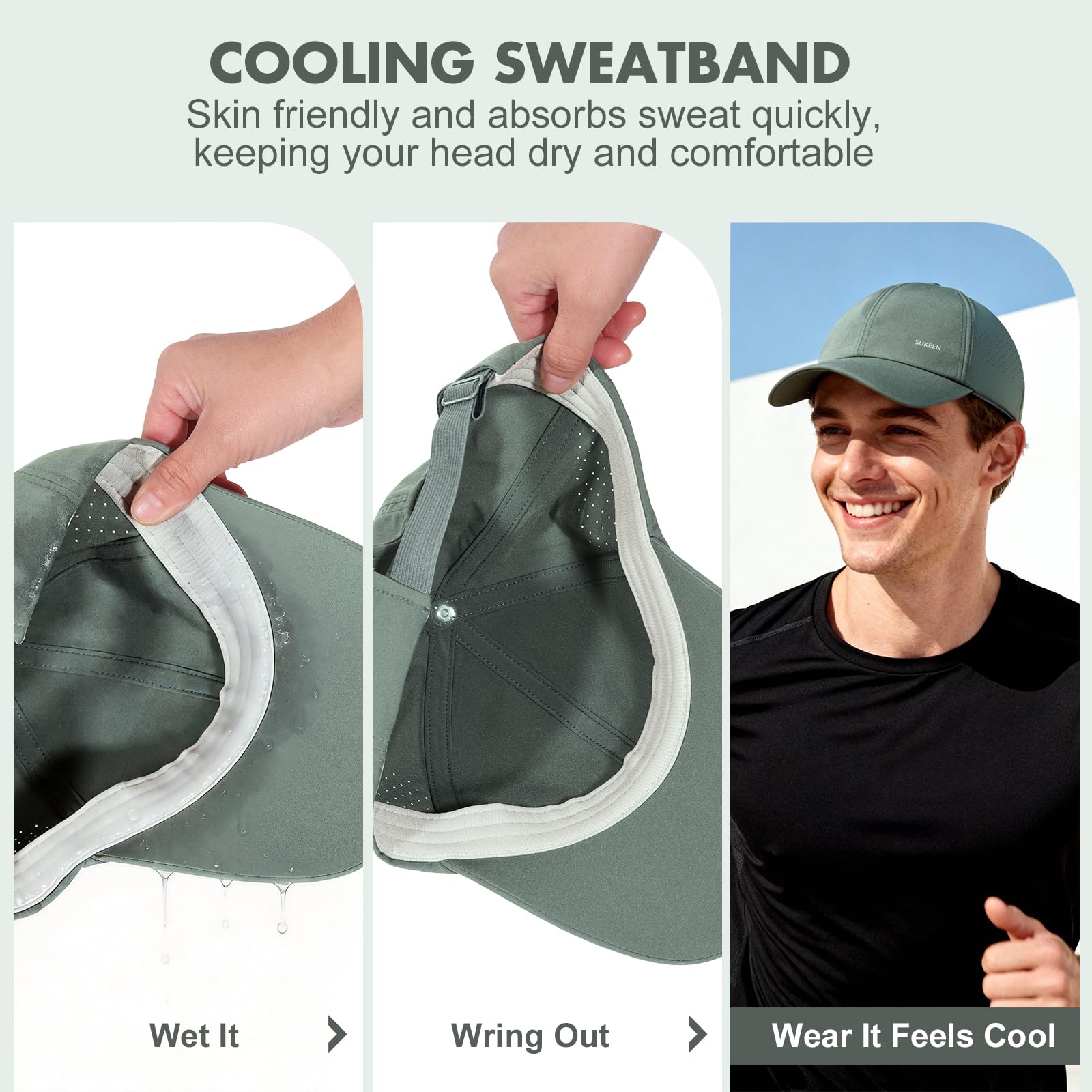 Sukeen Mens Baseball Cap - Adjustable Breathable Moisture-Wicking Hat for Golf Hiking Fishing Running Outdoor Daily - 5