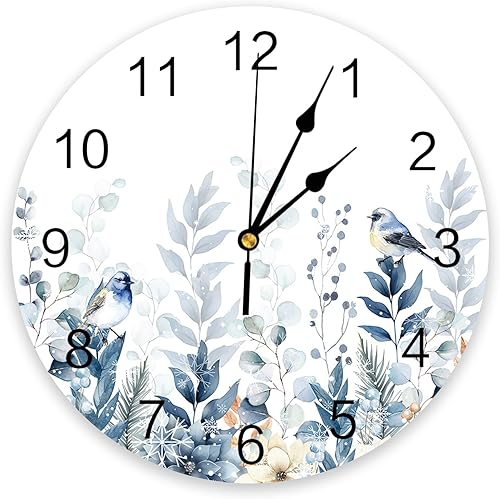 Reloj de pared sin tictac para cocina, sala de estar, dormitorio, oficina, escuela, baño, decoración de Navidad, flor de pascua, flor de nochebuena