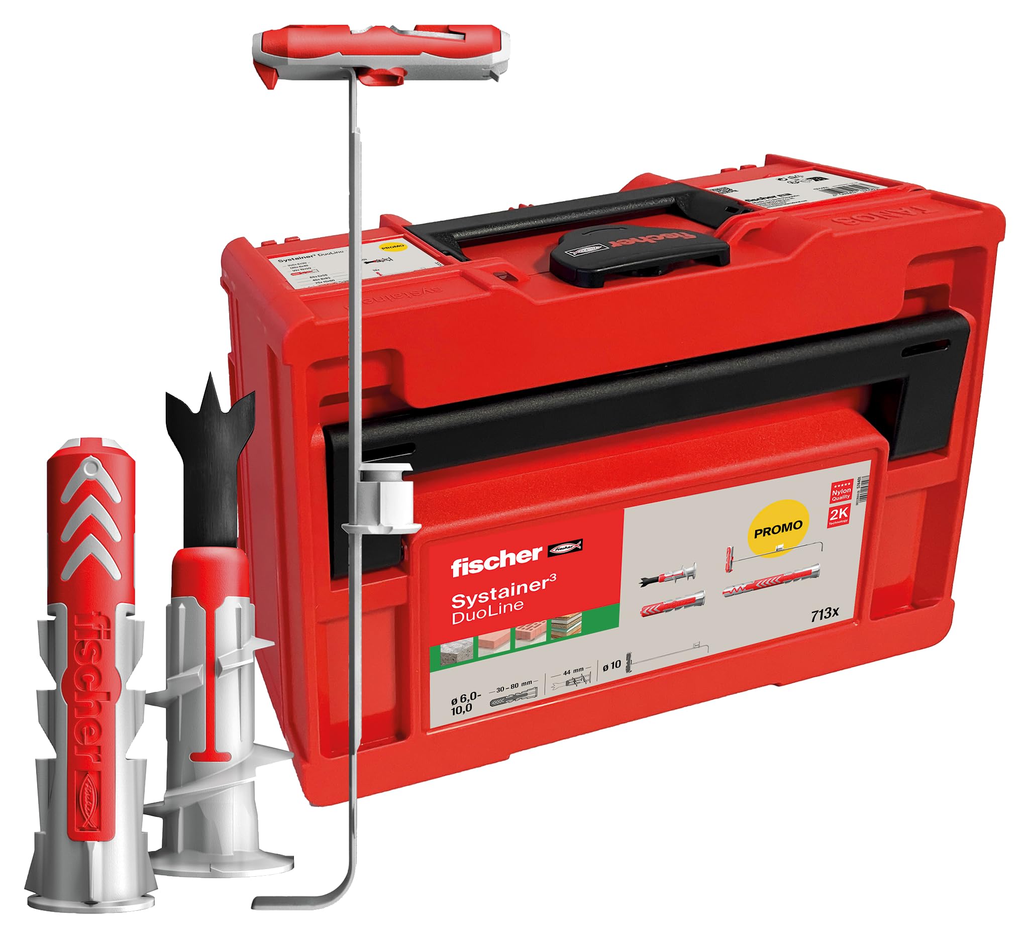 fischer Tanos-Box DuoLine 713-Piece Dowel Set, 6-10 mm Diameter, 30-80 mm Length, DuoPower, DuoTec and DuoBlade for More Function, Performance and Safety, for Professionals and DIY Enthusiasts