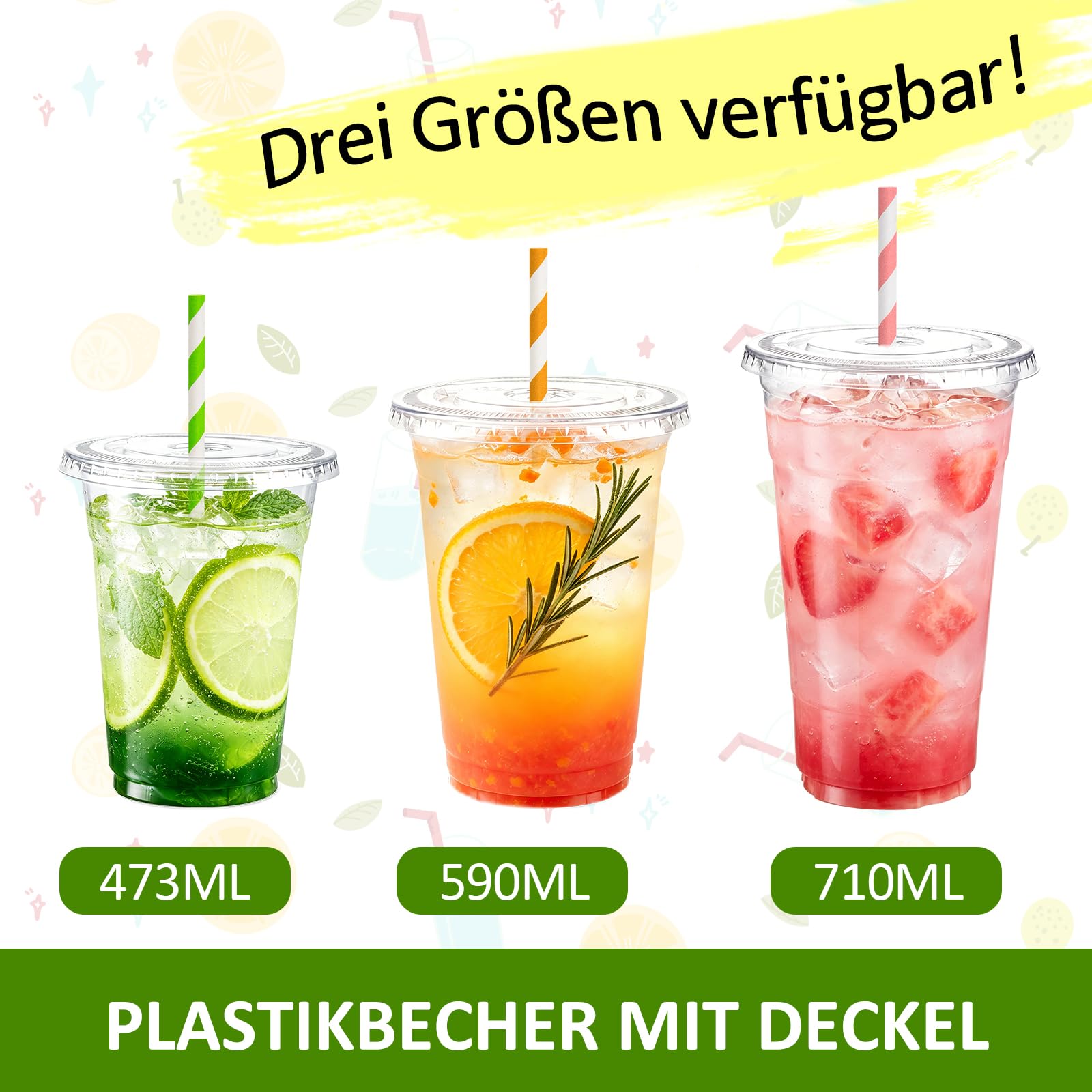 Eupako 50 sztuk 590 ml kubki plastikowe jednorazowe