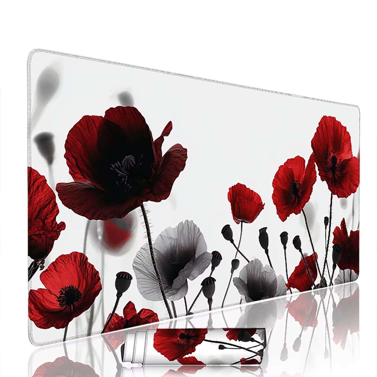 Biała podkładka pod mysz pod mysz pod mysz do gier XXL 1400 x 600 x 3 mm podkładka pod mysz gumowa kwiat duża podkładka pod rękę dla graczy akcesoria wodoodporne PC, do klawiatury laptopa w-10764
