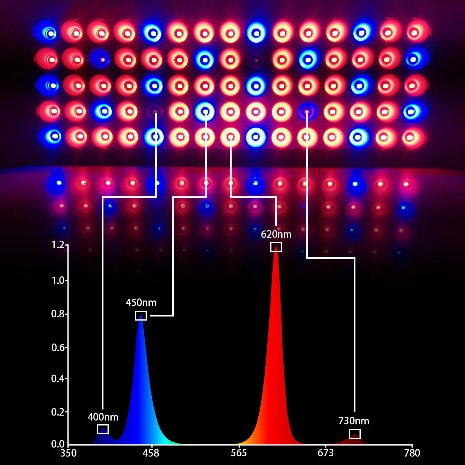 Luz LED Crecimiento, Lámpara LED de 40 W for cultivo de plantas, espectro completo, for cultivo vertical, verduras, flores, semillas, plantas de interior