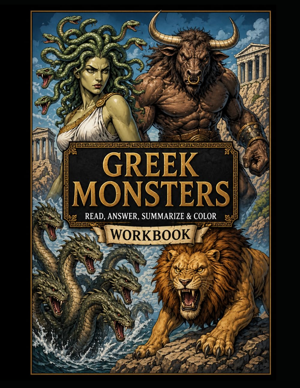Greek Monsters Workbook: Read, Answer, Summarize & Color (Read, Color & Answer Workbook Series)
