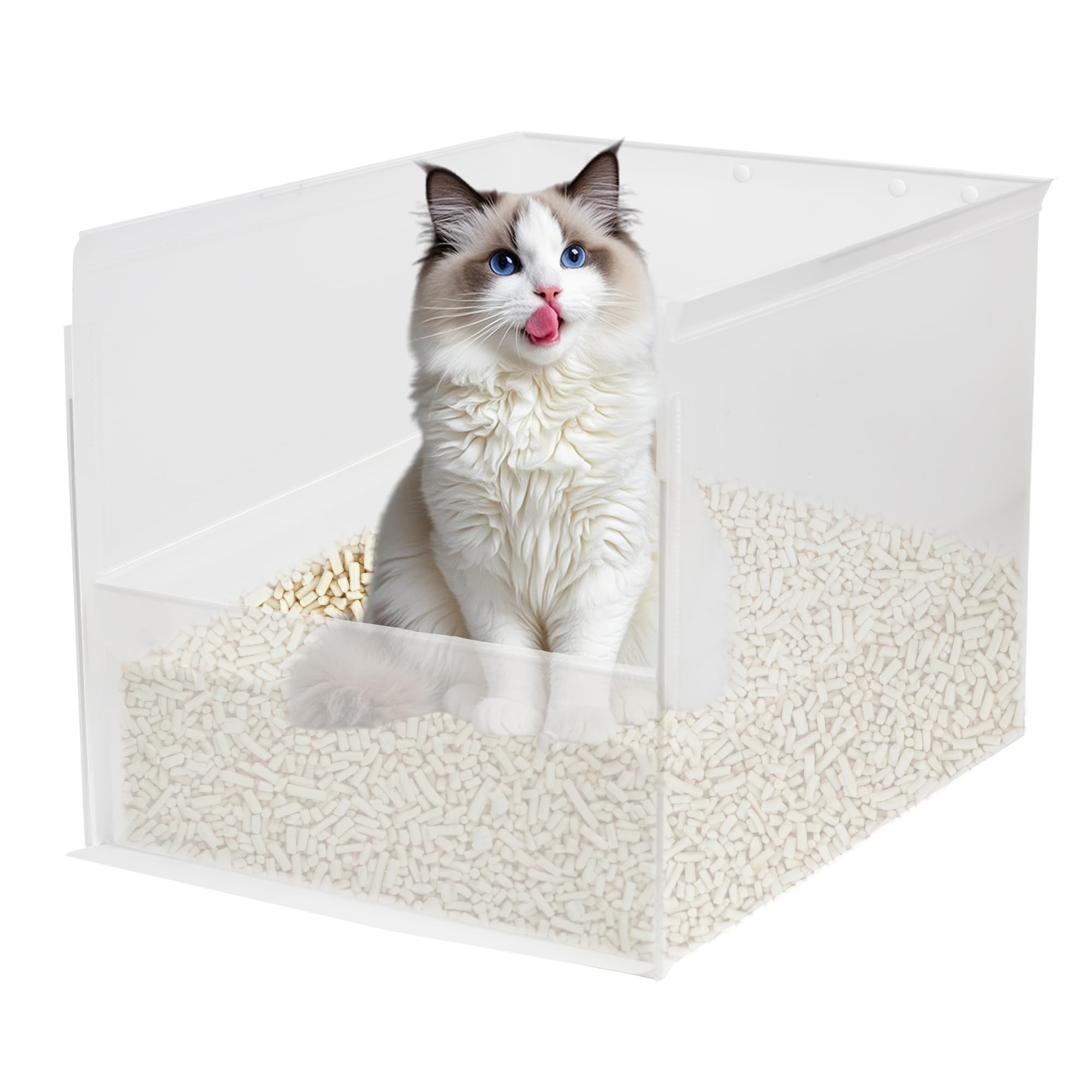 JIMEIQI Large Cat Litter Box with Pee Shields, Foldable Box for Cats, XL Kitty Box with Enclosure, Cat Litter Box with Splash Guard