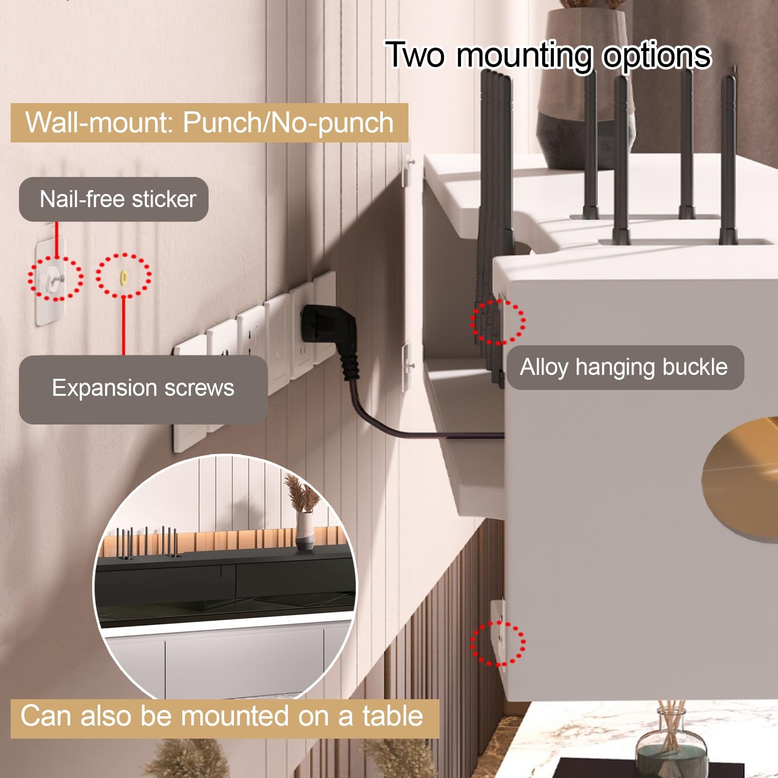 Wandmontierter WLAN-Router-Verstecker, Konsolenregal mit Tür, Kabel-Organizer, keine Montage erforderlich, perfekt für Zuhause und Büro