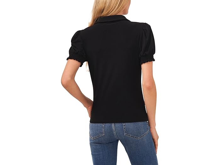 Short Sleeve Split-Neck Collared Top - Image 1