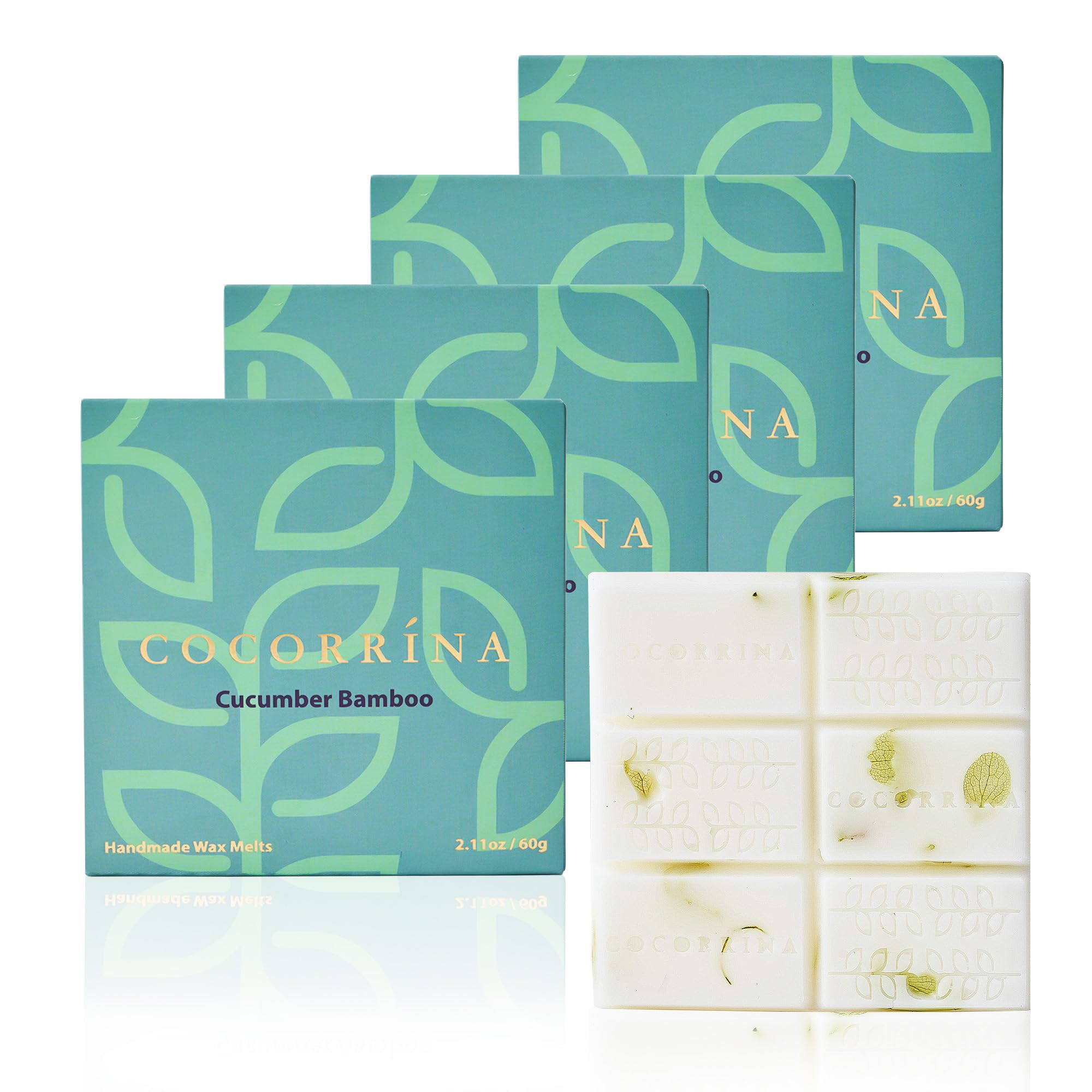 COCORRÍNA Wax Melts - Cucumber Bamboo 4 Pack/ 2.11oz Scented Wax Cubes for Wax Warmer Home Warmer Tart