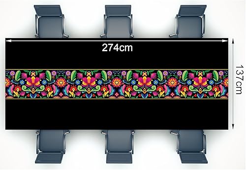 Miniatura 8 de Oudain 6 caminos de mesa mexicanos de 108 x 54 pulgadas, coloridos desechables, para fiestas, mantel mexicano, impermeable, de plástico, a rayas,