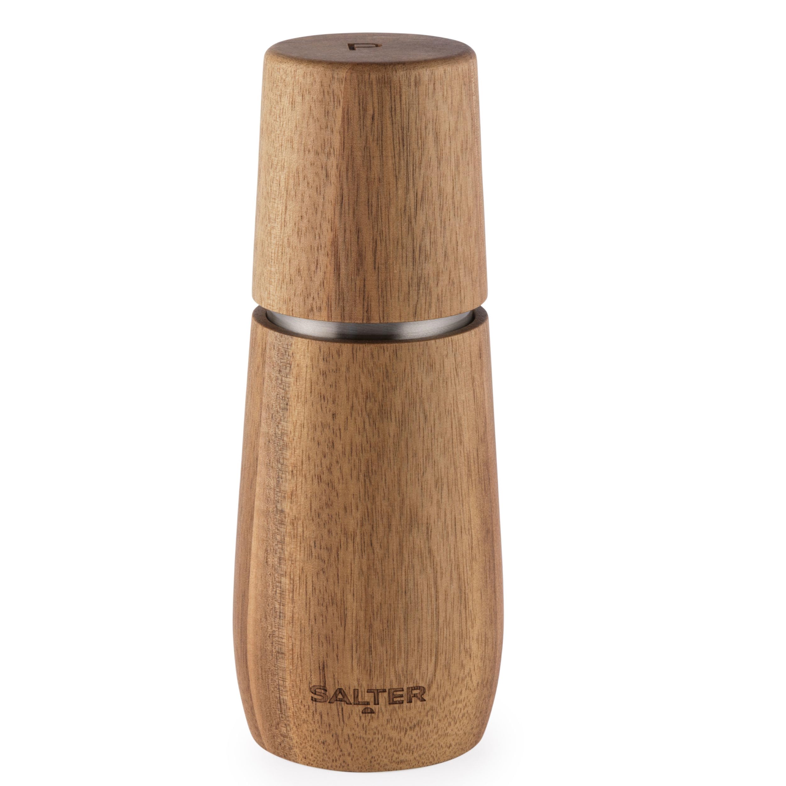 Salter Edith Acacia Pepper Mill – Wooden Spice Grinder, FSC®-Certified Wood, Carbon Steel Grinding Mechanism, Adjustable Grind from Fine to Coarse, Suitable for Peppercorns BW13049APEU7