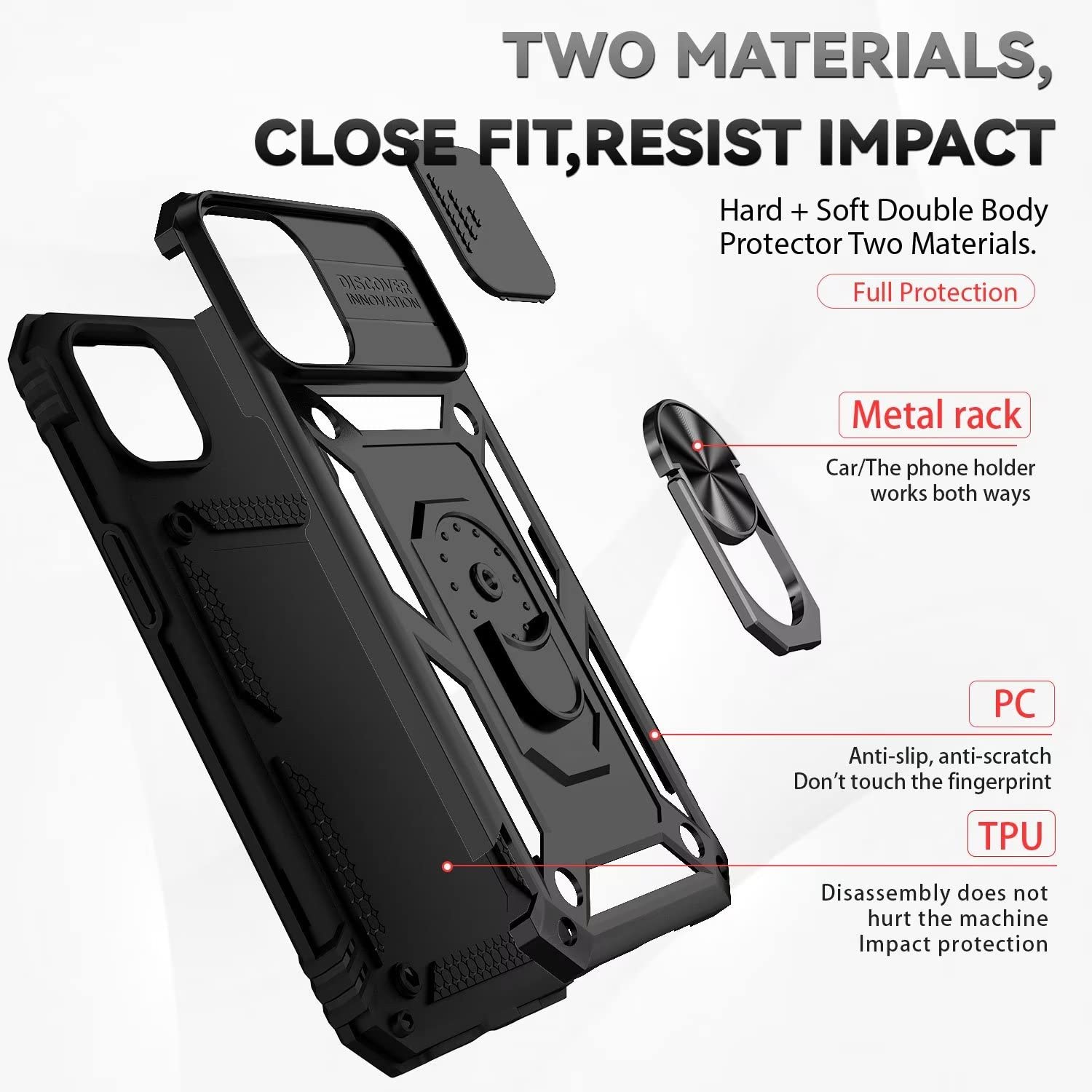 NEINEI Cover per iPhone 15 Plus,Custodia con Scorrevole