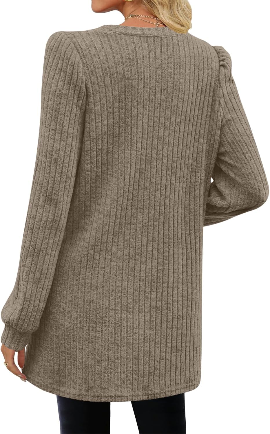 Poetsky Long Shirts for Women to Wear with Leggings Long Sleeve Tunic Tops Loose Fit Dressy Tunic Sweaters with Pockets S-3XL - Image 2