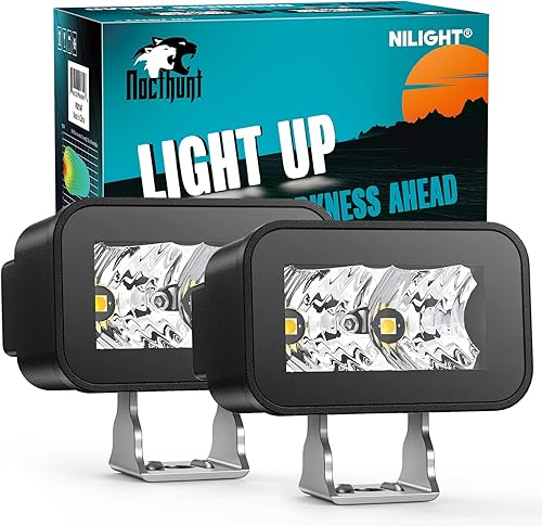 Nilight Vaina LED para motocicleta, 2 unidades, 3 pulgadas, 10 W, haz de inundación cuadrado, mini luces de trabajo de conducción integradas EMC,