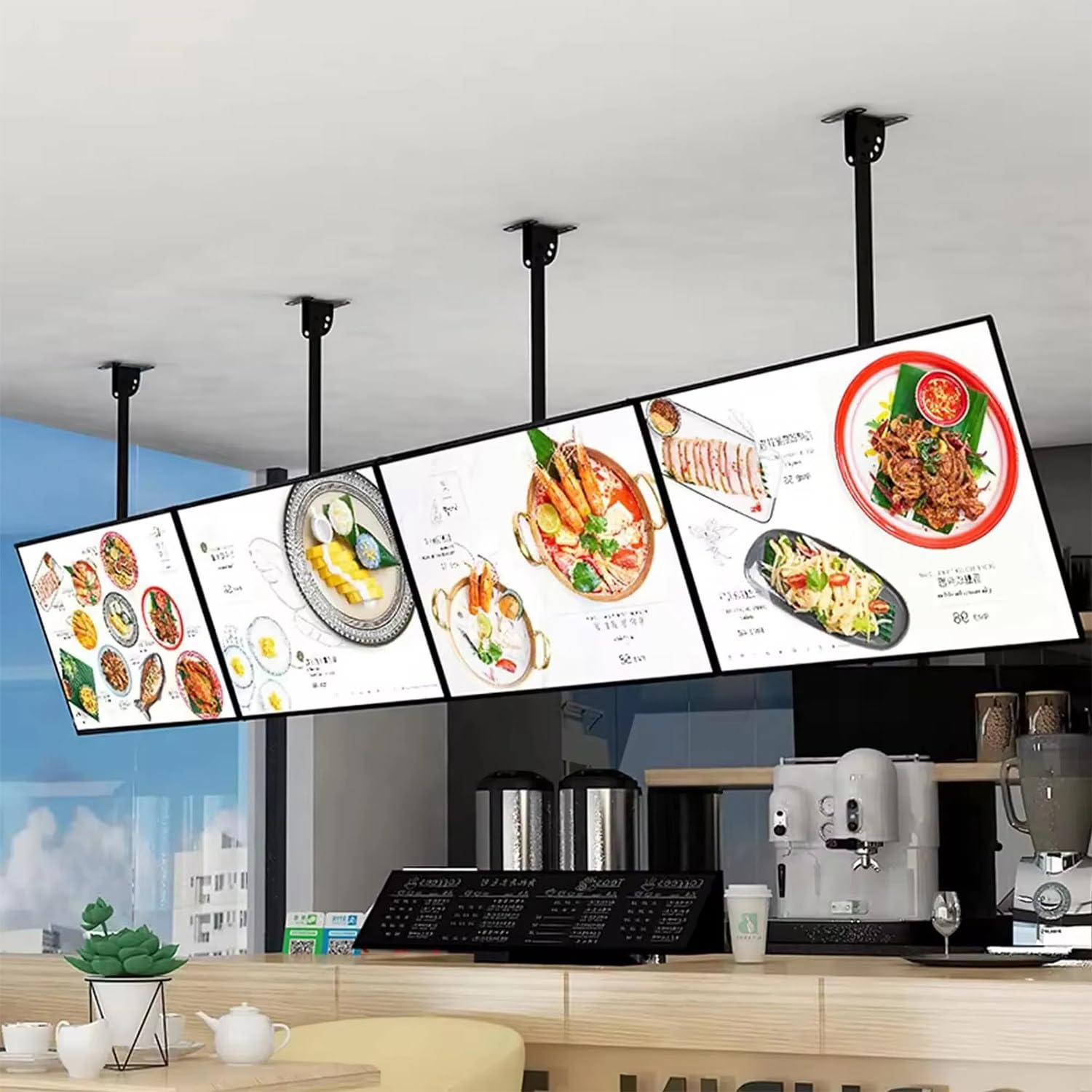 Pizarra Menú Digital con Luz Trasera,Display Publicitario LED, Visibilidad Mejorada,Diseño Profesional,para Carteles De Pared En Restaurantes,Cafeterías Y Tiendas Variadas 60x120cm
