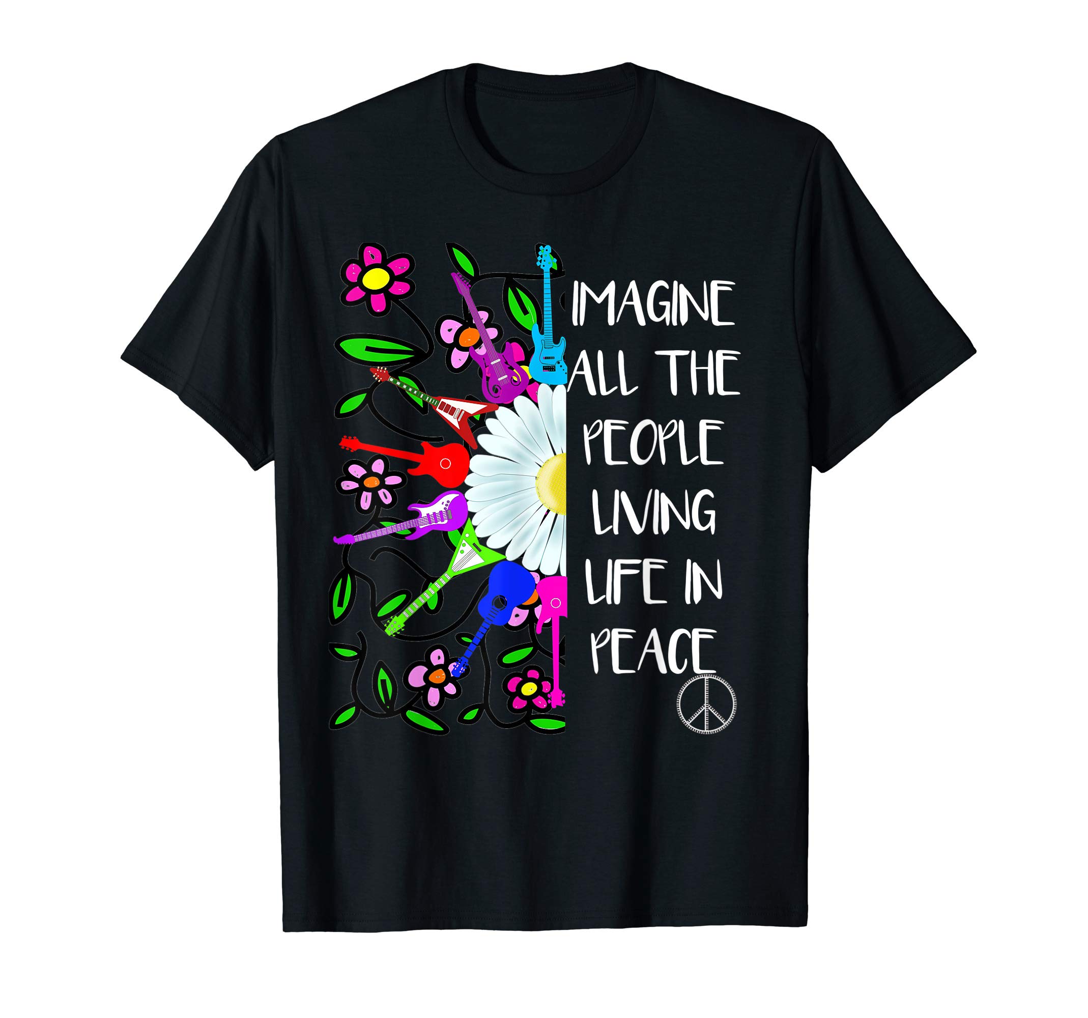 Song Lyric Designs by PeacedancersImagine Peace Groovy Hippie Colorful 70s Folk Rock Music T-ShirtOEKO-TEX STANDARD 100
