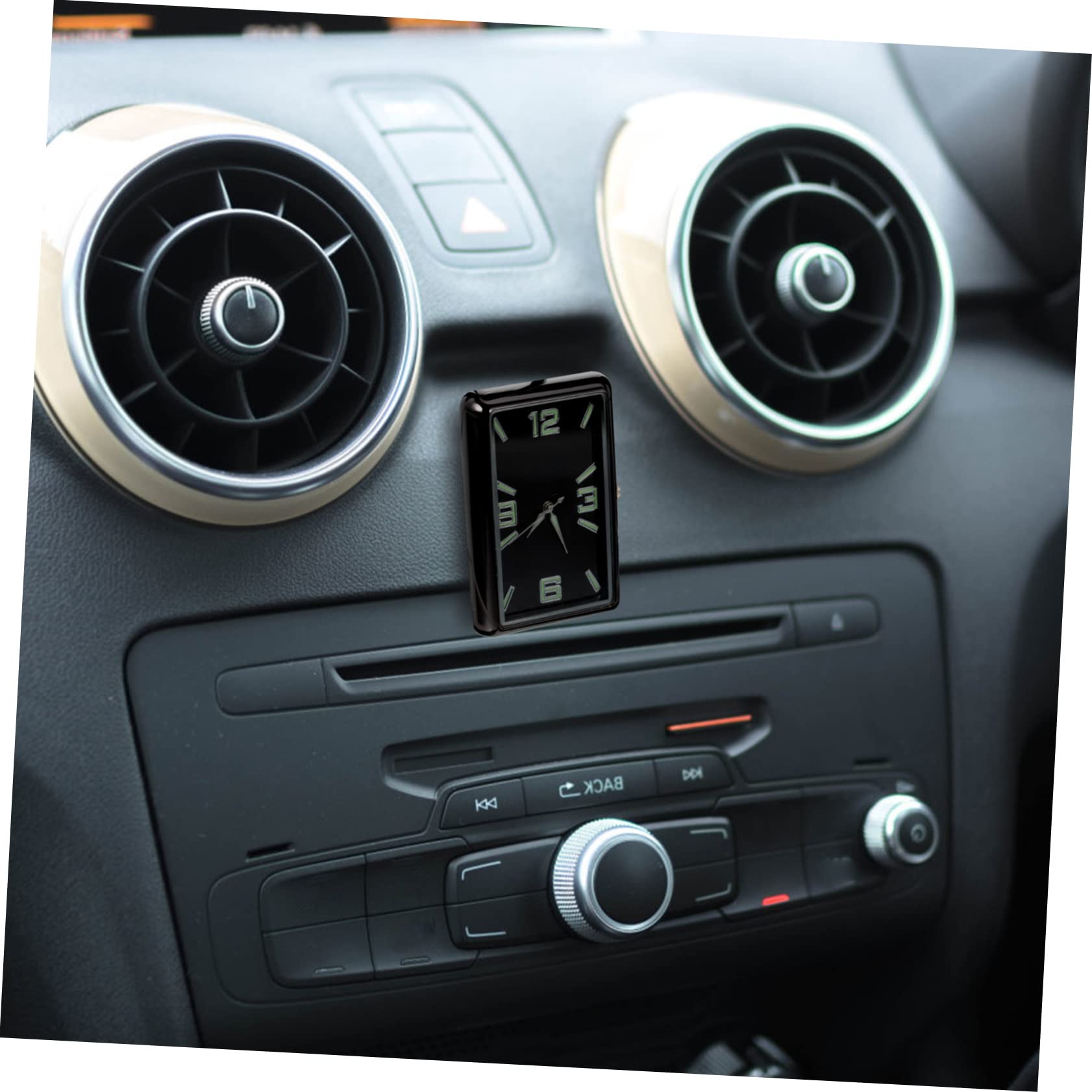 Reloj Analógico Adhesivo para Coche, Pequeño Reloj Cuadrado de Aleación y Vidrio, Adorno para Salpicadero en Oficina y Hogar