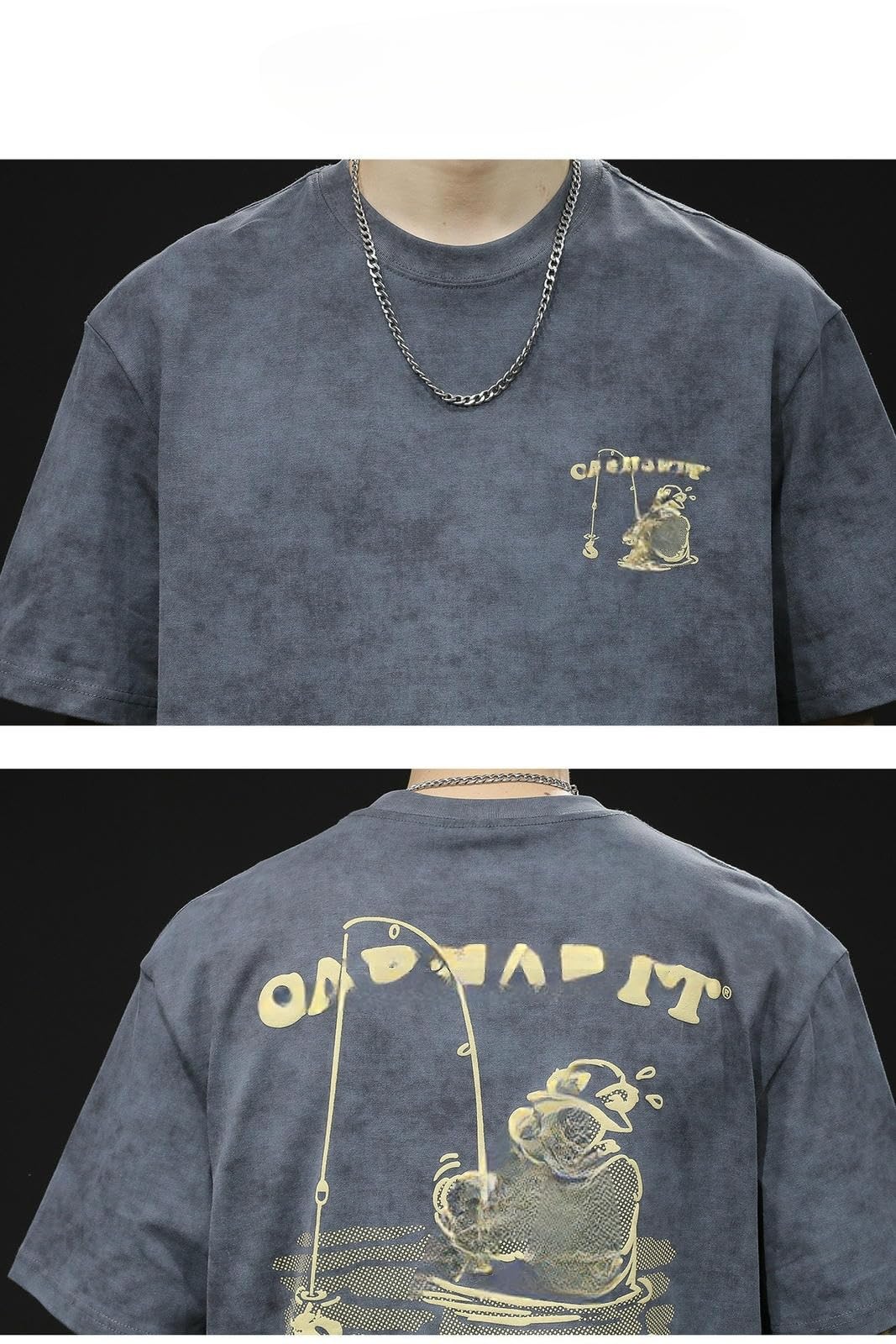 T-shirt męski, wszechstronny, z krótkim rękawem, luźny, luźny i luźny t-shirt z krótkim rękawem, ciemnoszary-2XL