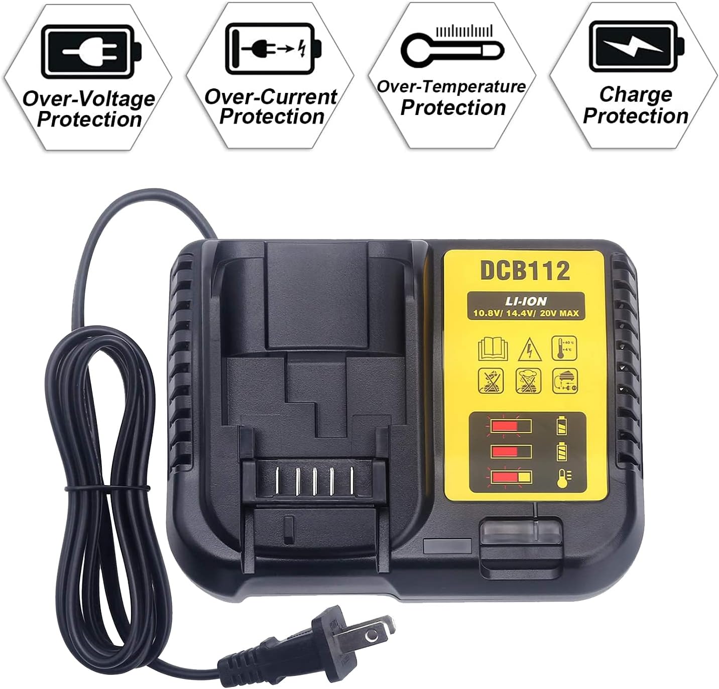 DCB112 Replacement 20V MAX Battery Charger for 12V-20V/60V MAX XR Lithium-Ion Battery DCB612 DCB609-2 DCB609 DCB606 DCB606-2 DCB107 DCB101 DCB200 DCB203 DCB204 DCB205 DCB206 DCB208