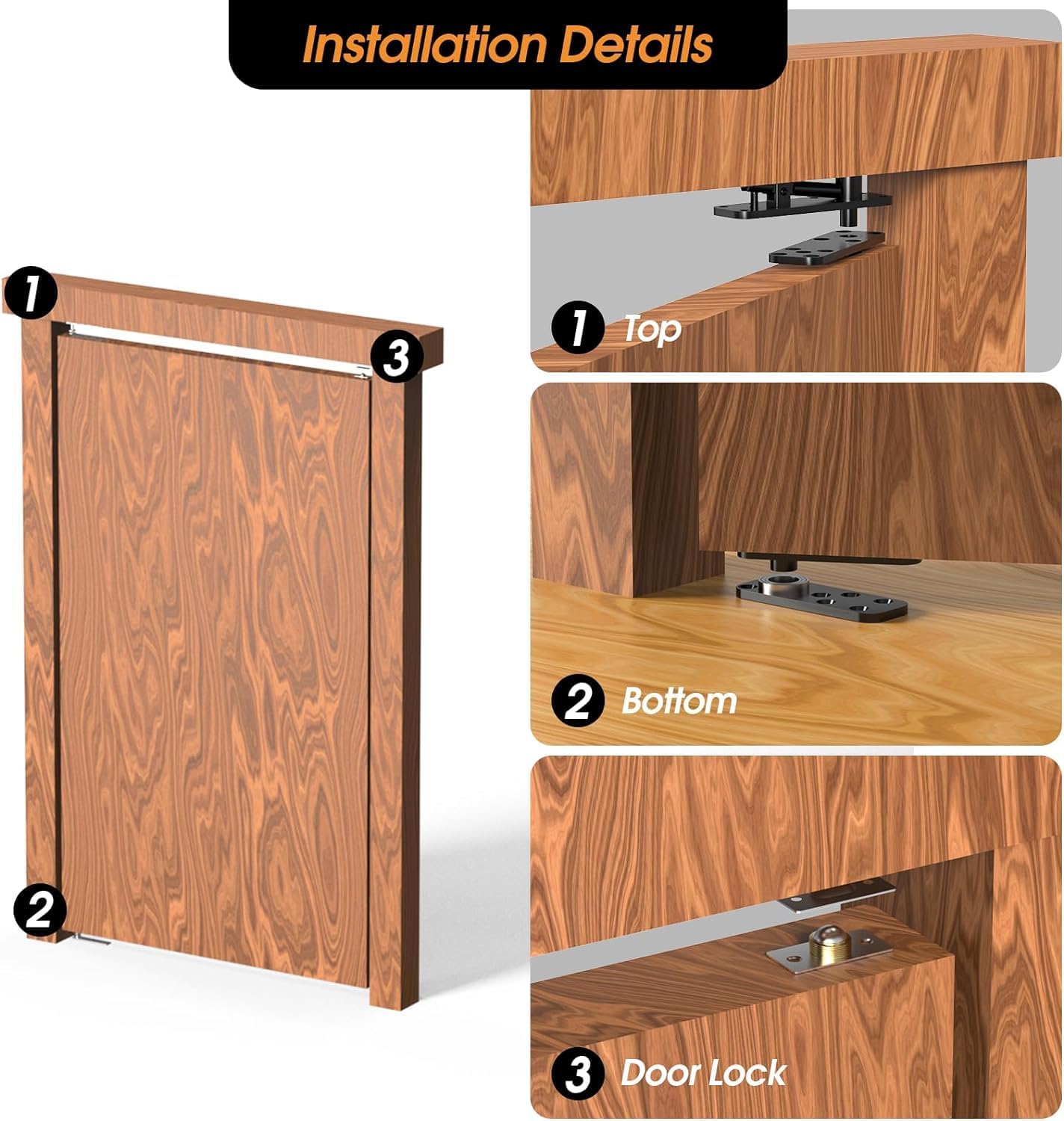 Hidden Door Hinge, Pivot Hinge - 570LBS Load-Bearing Heavy Duty 360° Door Kit Rotation Invisible Hinges for Secret Door, Hardware for Secret Doors, Bookcase