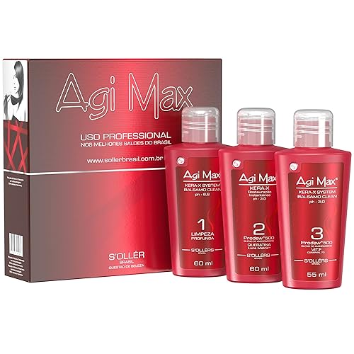 Agi Max - Kit de tratamiento de queratina natural brasileña para alisar rizos y encrespamiento reducción de daños secos nutrir e hidratar la raíz a