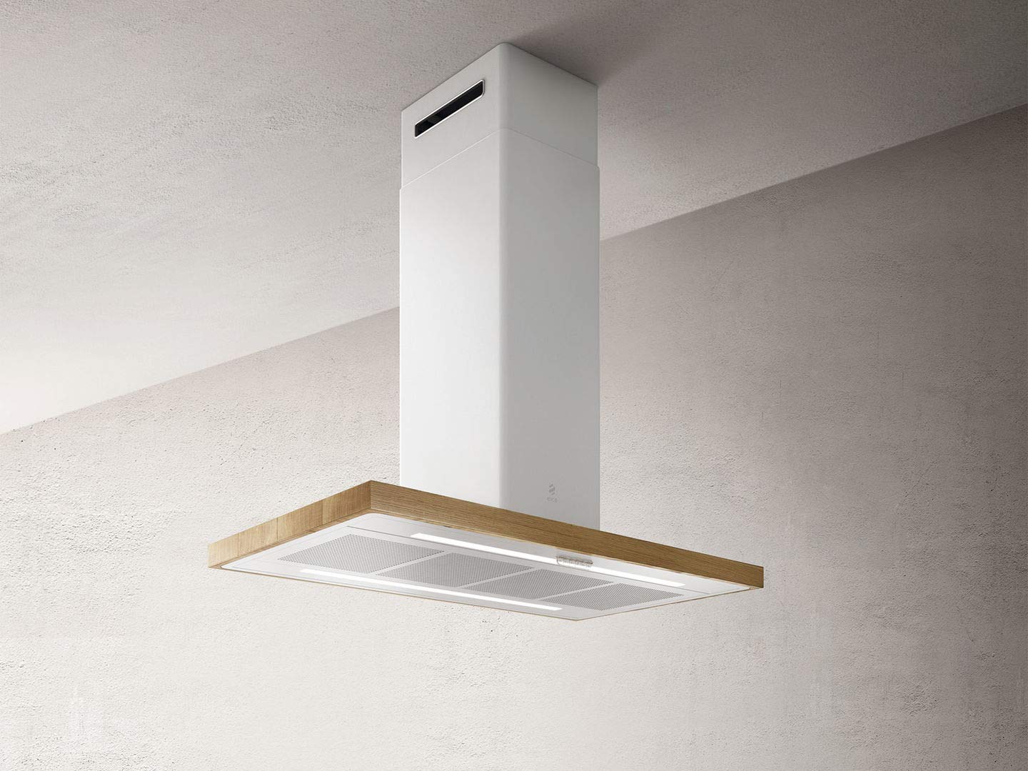 BIO ISLAND WH/A/120X53 - Cappa da cucina 120 cm, Tipologia Aspirante, Installazione Isola, Finitura Rovere/Bianco