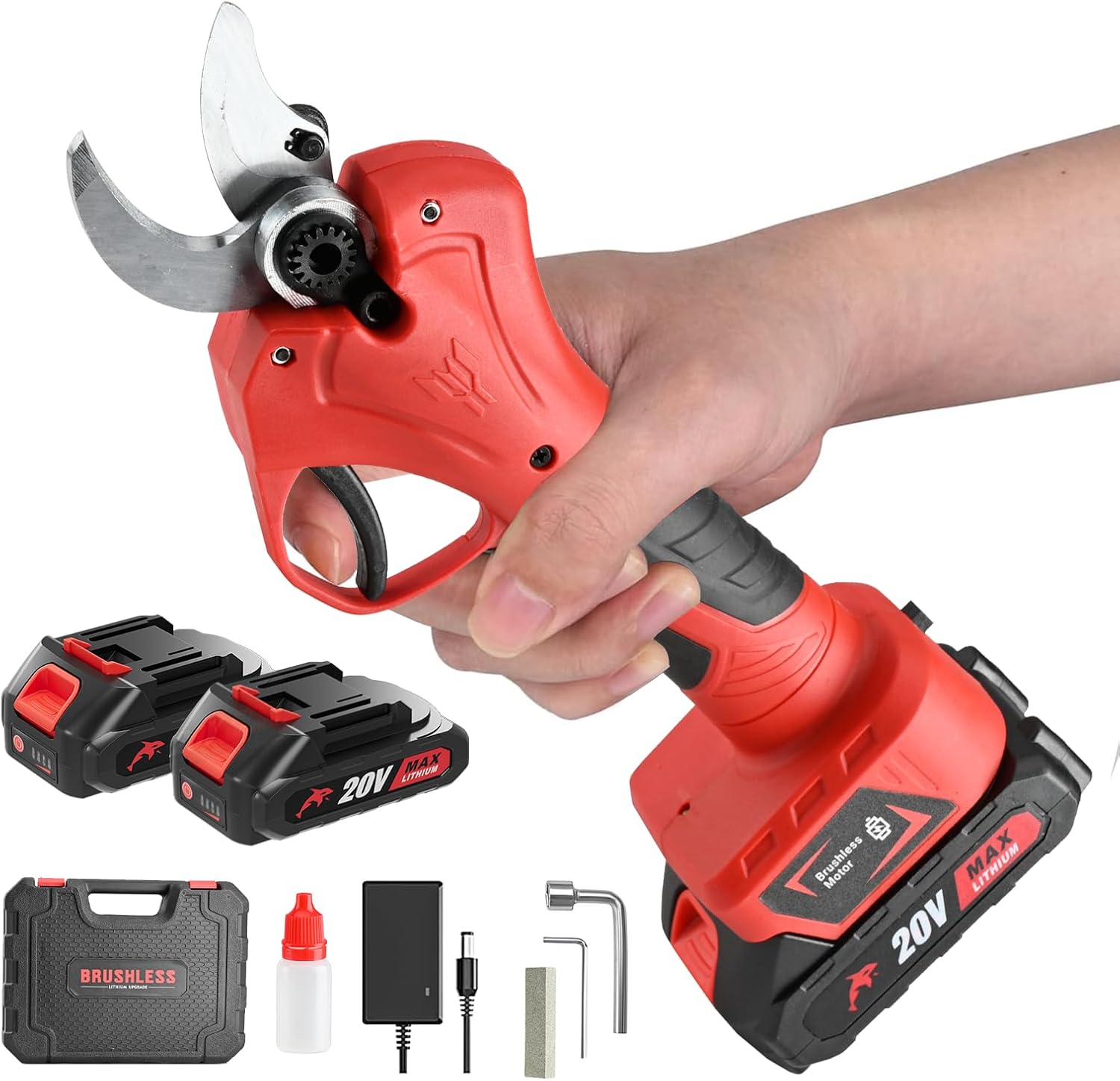 Electric Pruning Shears, 30mm 1.2" Cutting Diameter Cordless Power Pruner for Gardening with 2Pcs Rechargeable Batteries, Tree Pruner Branch Cutter