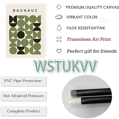 Miniatura 6 de WSTUKVV Bauhaus 1923 - Pósteres de pared modernos de mediados de siglo de Bauhaus 1923, cuadros verdes bohemios abstractos geométricos en lienzo,
