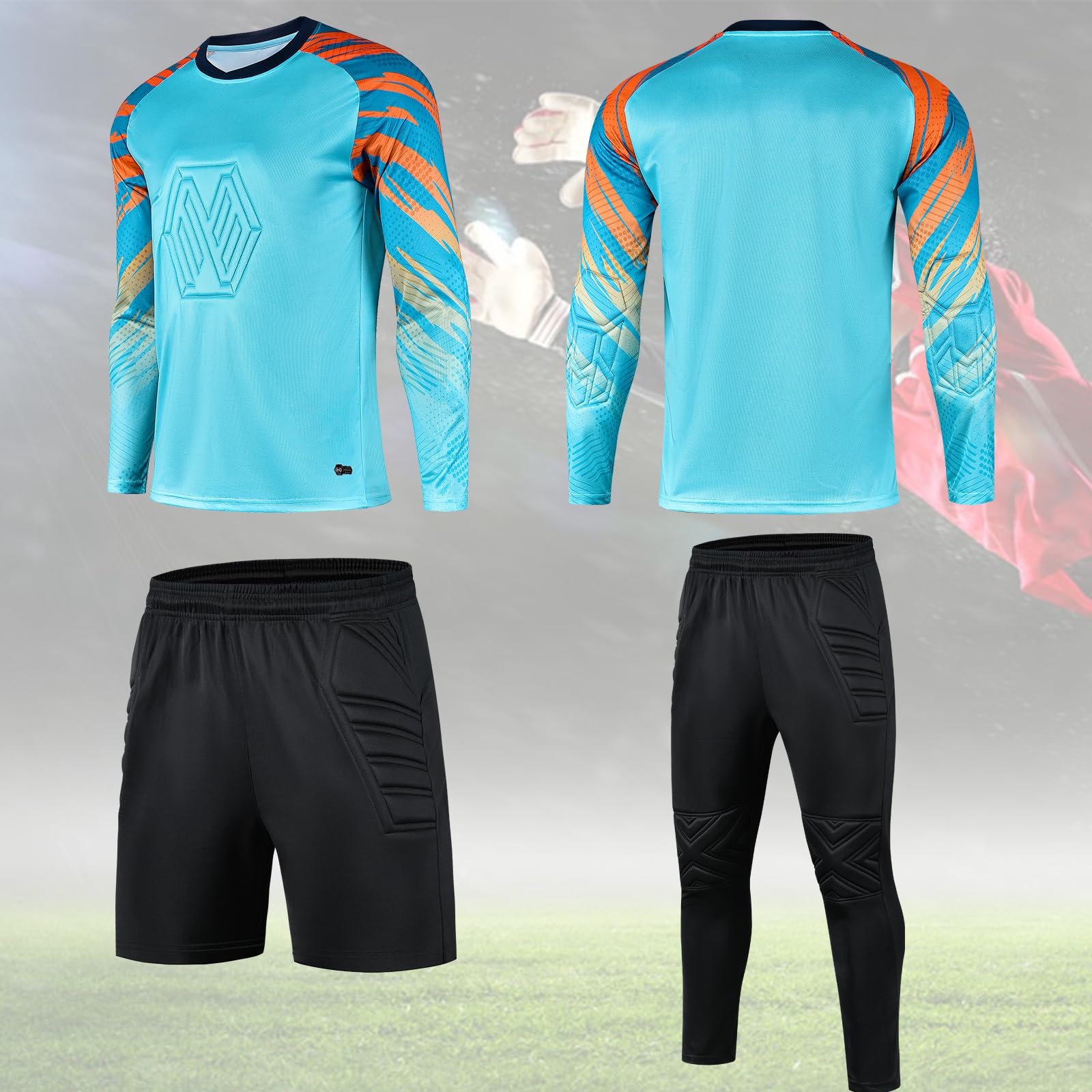 OPUTWDF Equipacione Portero Futbol Niño Hombre Camiseta de Portero de Fútbol Personalizable + Pantalón Corto o Pantalón