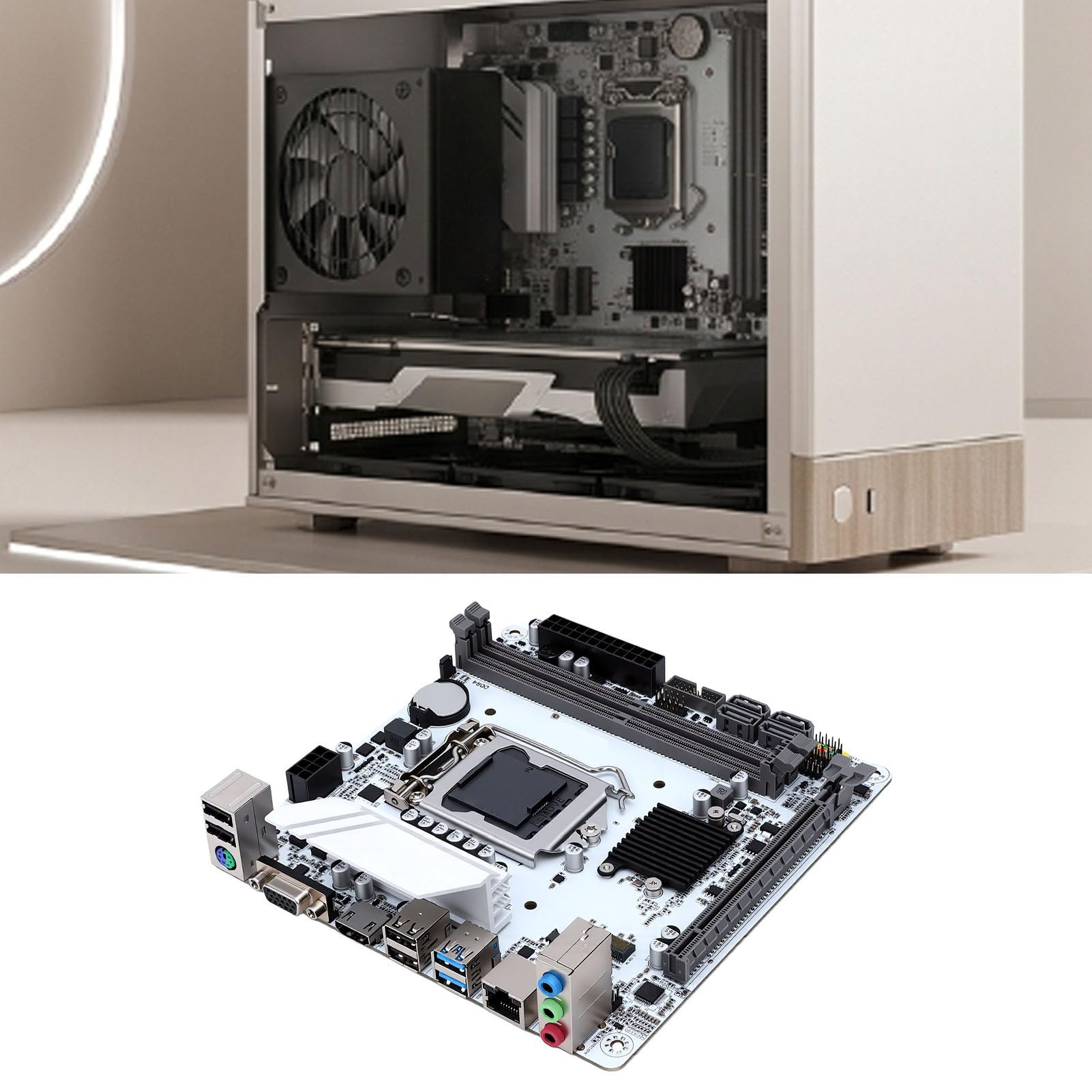 Cuifati Scheda Madre H510 ITX per LGA1200, DDR4 a Doppio Canale da 64 GB, M.2 NVMe PCIe 3.0 X4, con Porte VGA per PC Desktop