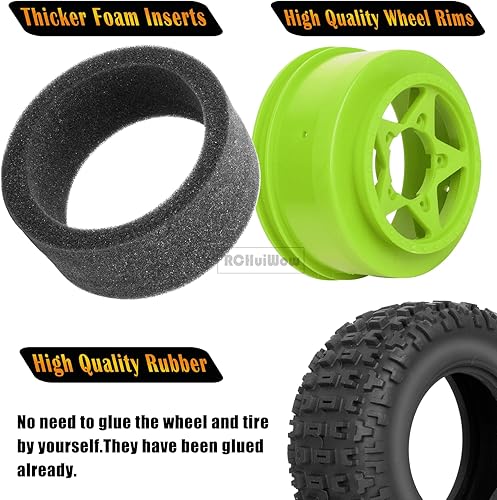 Miniatura 17 de Ruedas y neumáticos hexagonales RC de 0.472 in/0.551 in para camión escala 1/10, neumáticos de camión RC para 1/10 Slash 2WD 4×4 Senton Axia1 L0SI