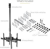Vista 7 de StarTech.com Soporte de techo para TV doble, montaje en poste VESA de 2 pantallas para pantallas de 32 a 75 pulgadas, poste telescópico ajustable