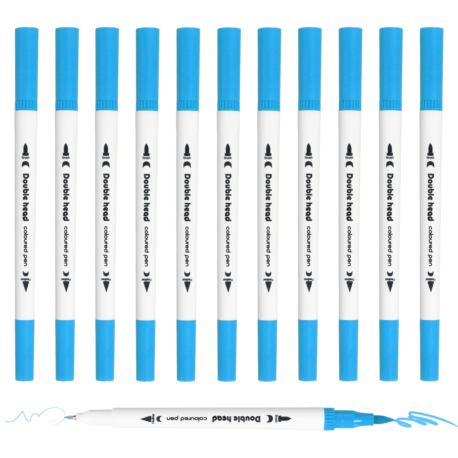 PATIKIL 12Pack Dual Brush Markers, Blue Watercolor Fine and Brush Tips Pens Colored Marker Calligraphy Coloring Art Supplies Set for Coloring Book Illustration Sketching Journaling