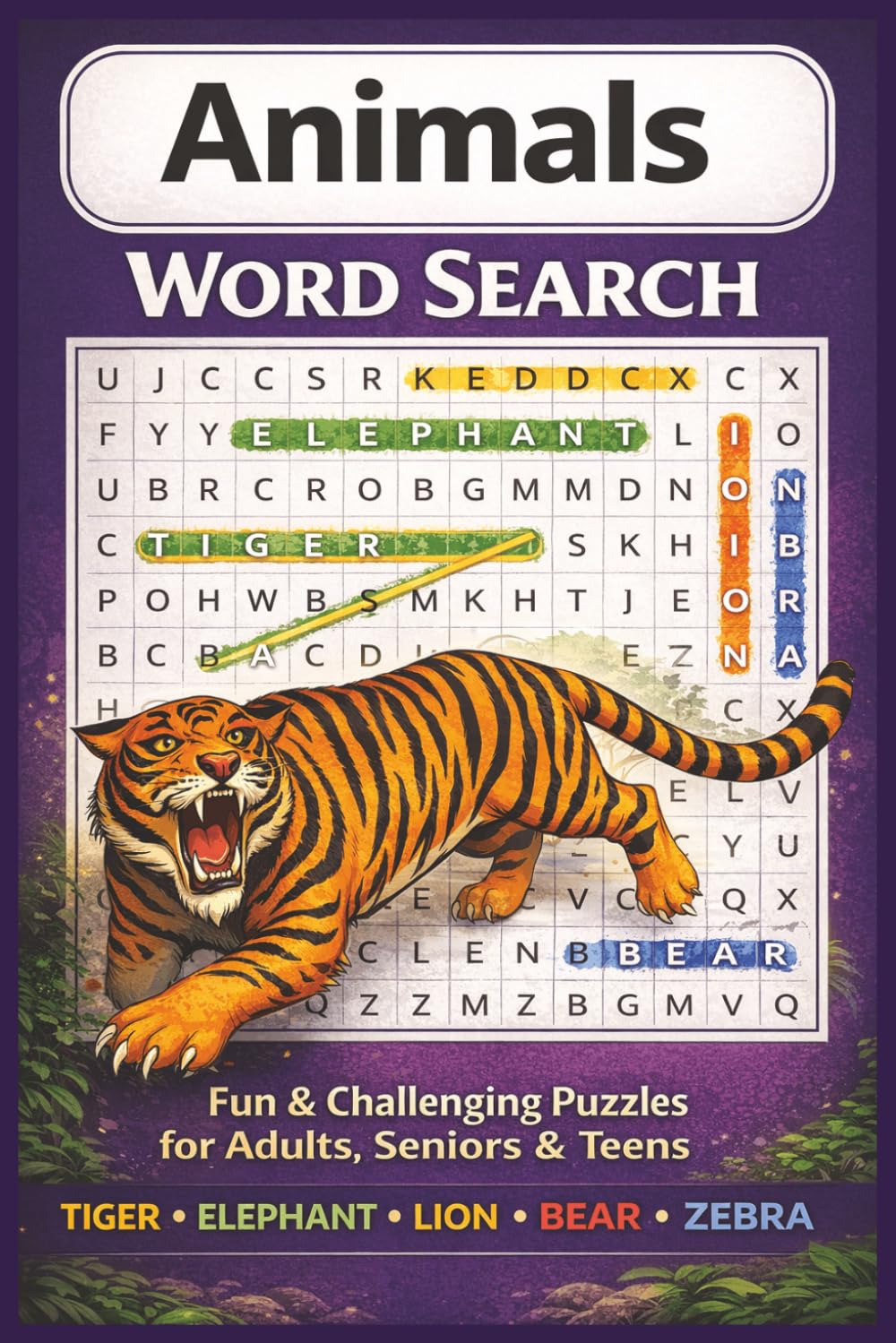 Animals Word Search: Word Searches with Easy to Read Print about Animals, Farm Animals, Jungle Animals and more | 6x9 inches, 110 pages | 50+ Puzzles … Gift for Vacations & Holidays