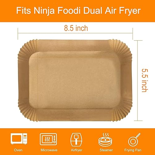 Miniatura 2 de Forro de papel desechable para freidora de aire, paquete de 200 unidades de papel de hornear para freidora de aire doble Ninja Foodi DZ201 DZ401, de