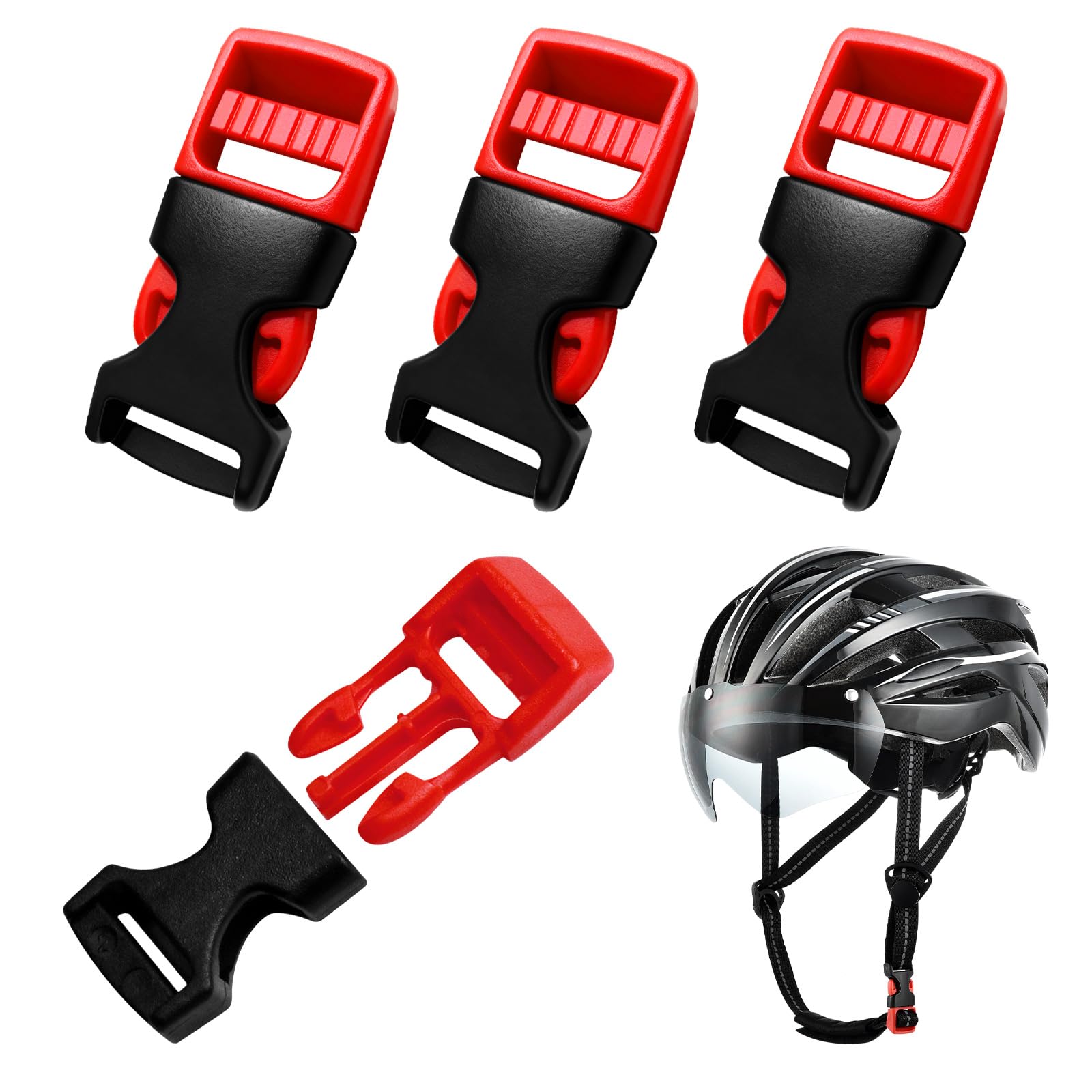 4 Stück Fahrradhelm Verschluss Universal Helm Kinnclip Ersatz