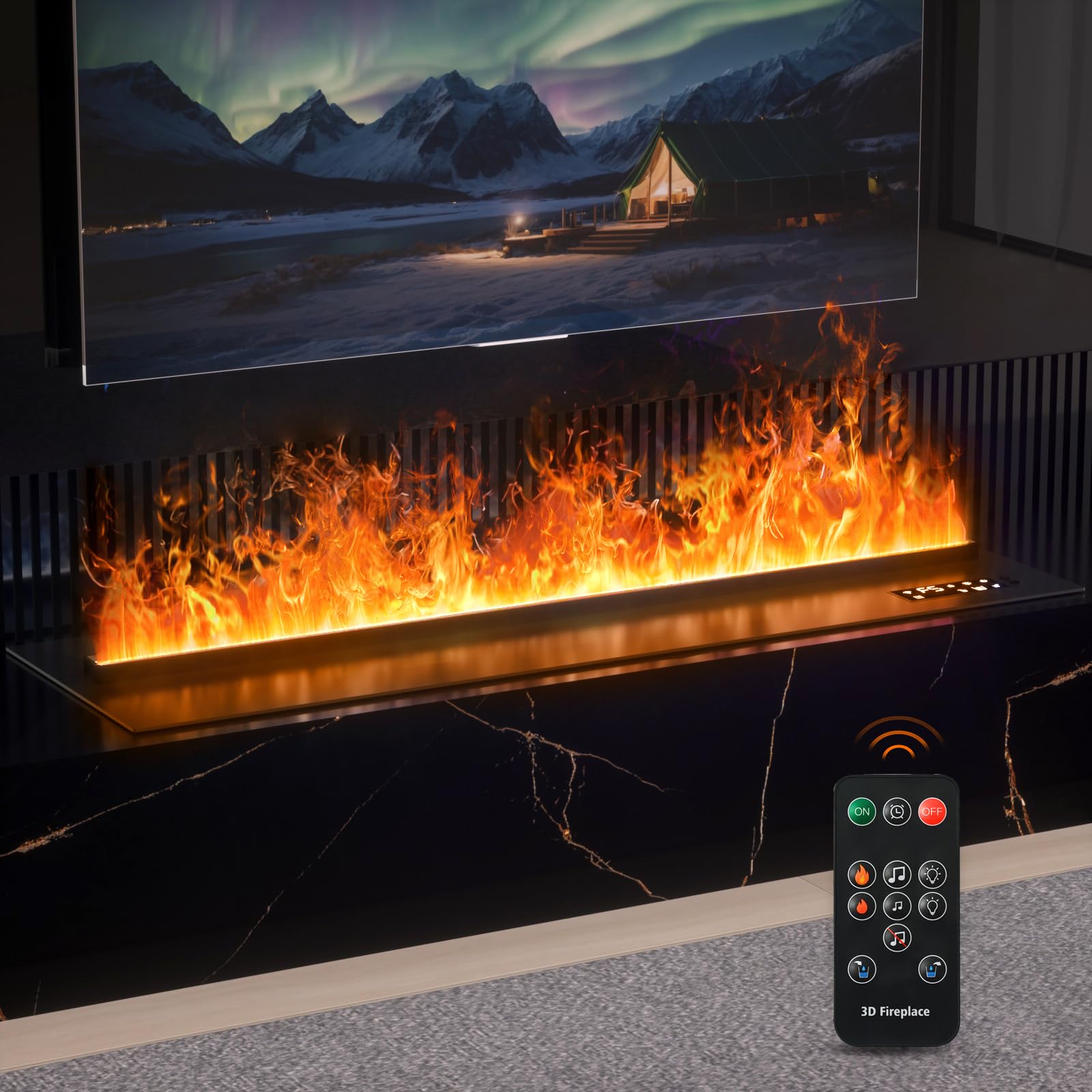 Wasserdampf-Kamin, Flamme elektrischer Kamin, 100cm，Keine Heizung