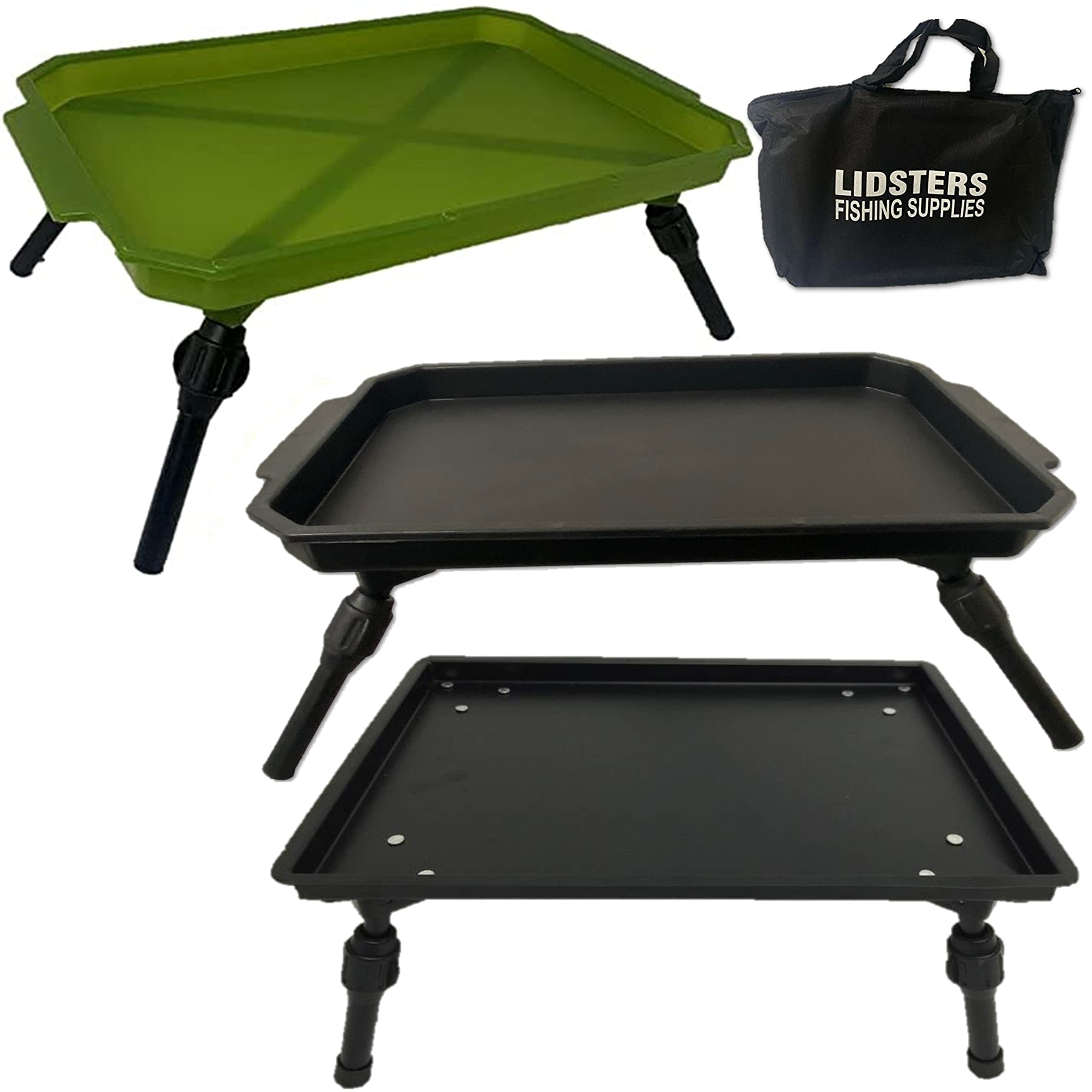 Lidsters Fishing Bivvy Table Carp Coarse Plastic Aliminium Green Black Ajustable (Black (Aluminium))