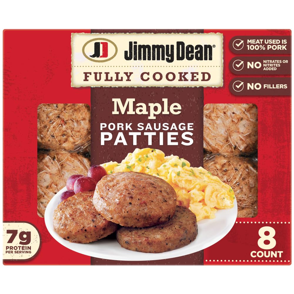 Jimmy Dean, Fully Cooked Maple Pork Sausage Patties, 8 count