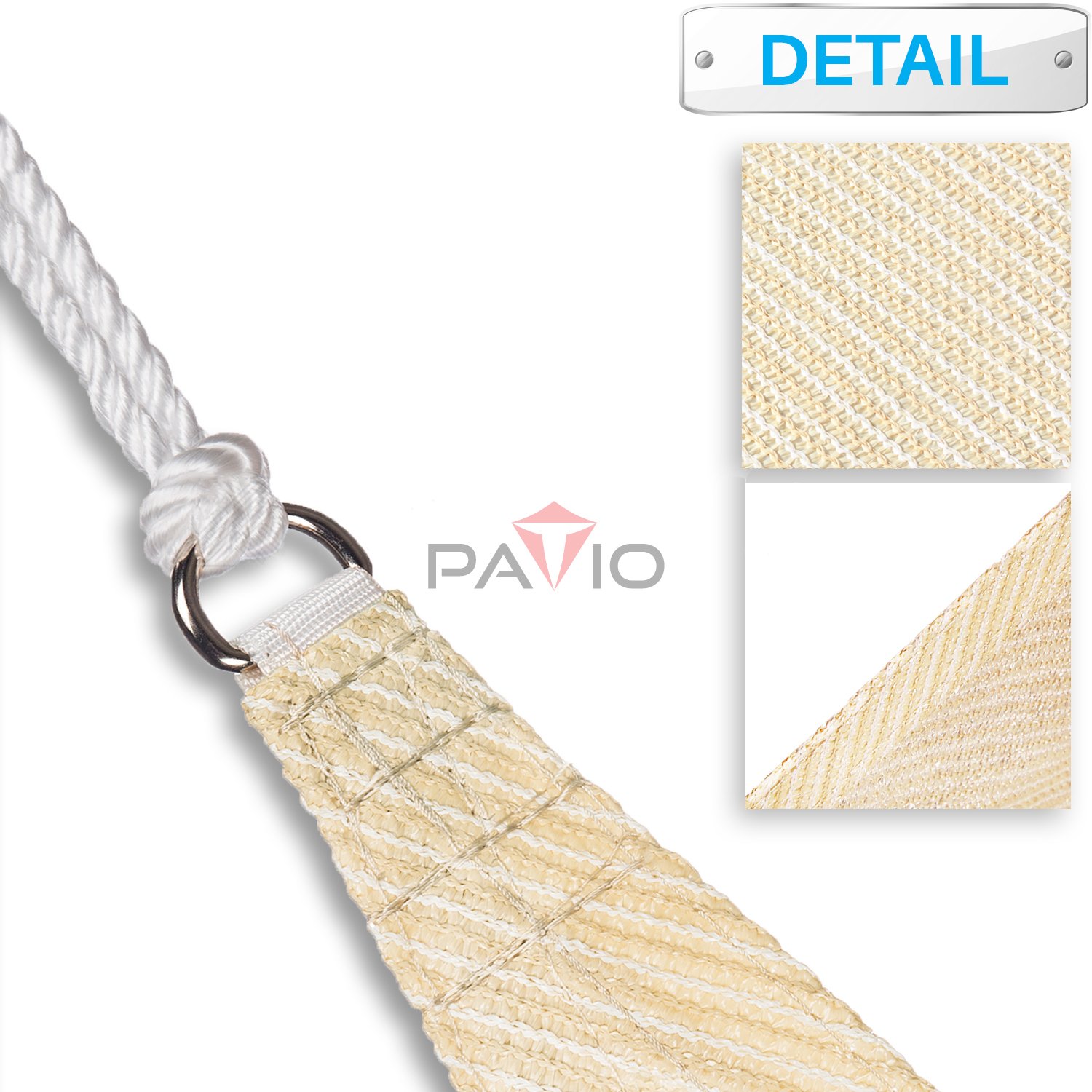 Patio Paradise 9' x 9' x 9' Beige Sun Shade Sail Triangle Canopy with Hardware Kits Permeable Canopy Pergolas Top Cover, Permeable UV Block Fabric Durable Outdoor