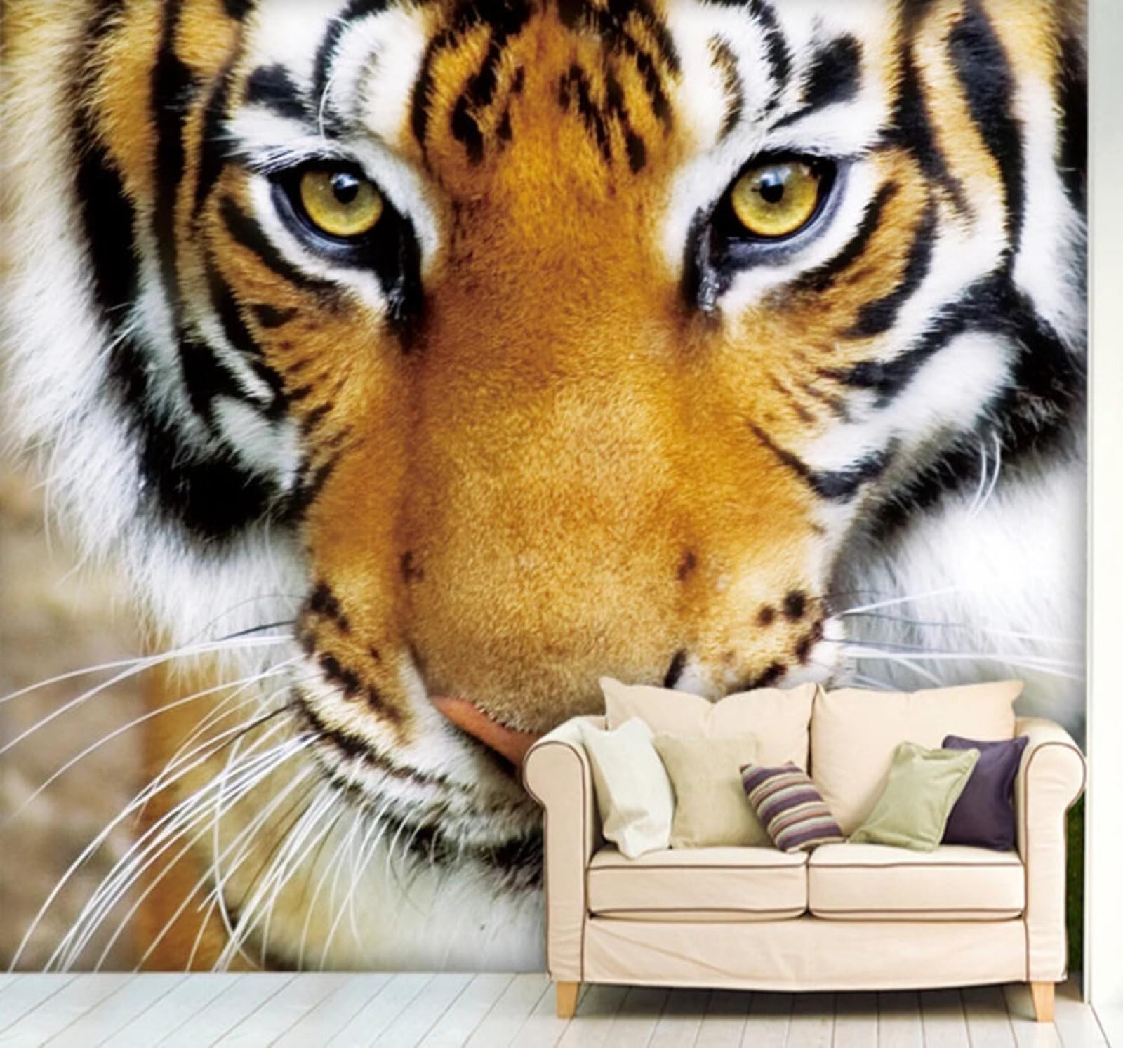 Wallpaper-3D-Xlm 350Cm×256Cm(B×H) Minimalist Hand Drawn Three Dimensional Animals Tiger 3D Wallpaper Easy Install Feature Office Living Room Sofa Bedroom Tv Background Wall Decoration-350Cm×256Cm