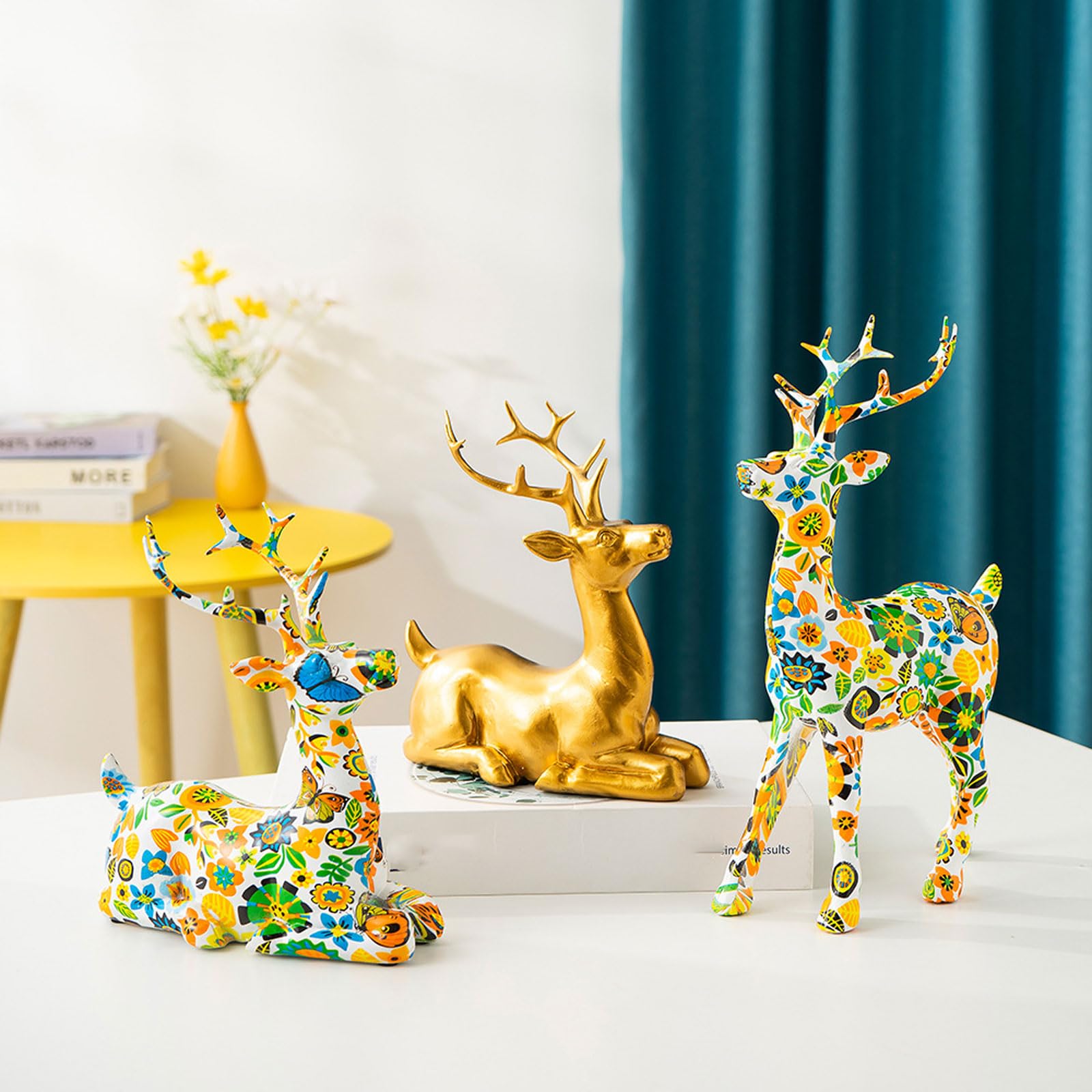 Elch Hirsch Deko Figuren,Modern Rentier Weihnachtsdeko,Modern Rentier Weihnachtsdeko,Stehende Elch für Tisch,Modern,Weihnachtsfiguren,Gold,Weihnachten Deko Innen